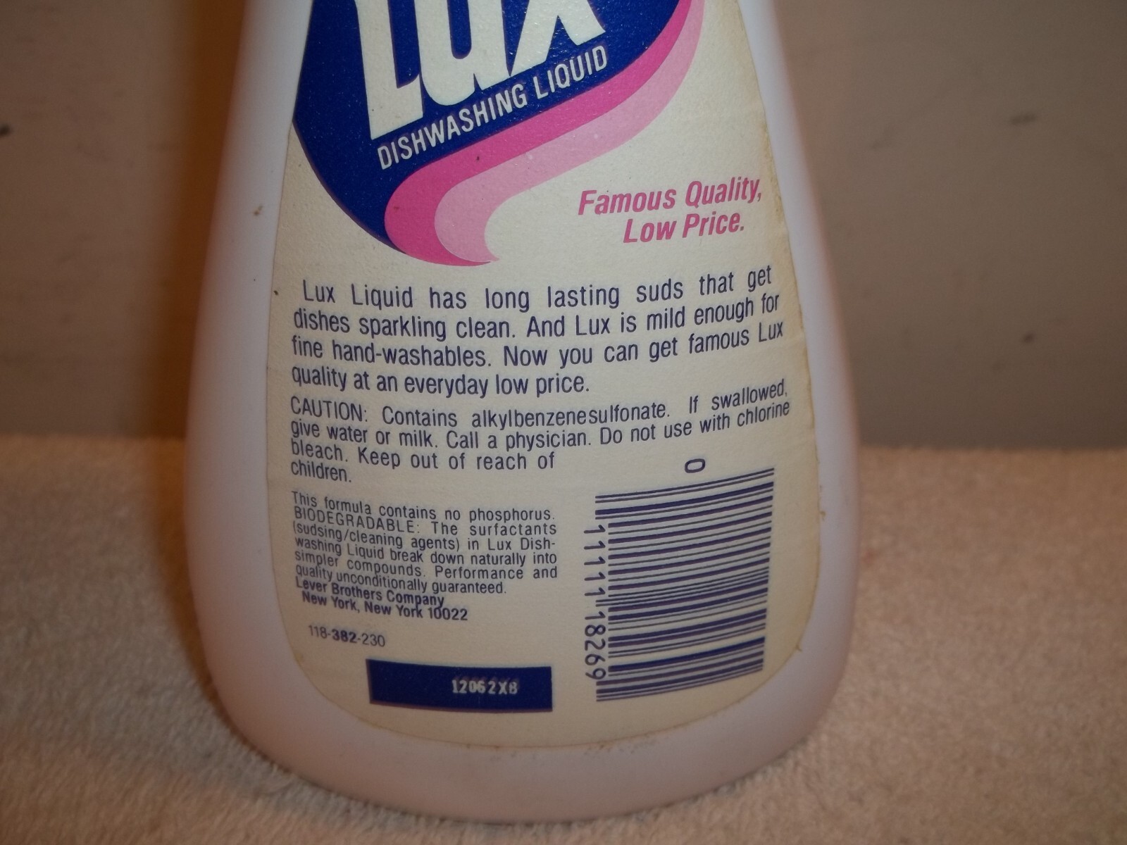 Vtg Unused 1980’s Lever LUX Dishwashing Liquid Dish Detergent Soap 22 Oz Prop