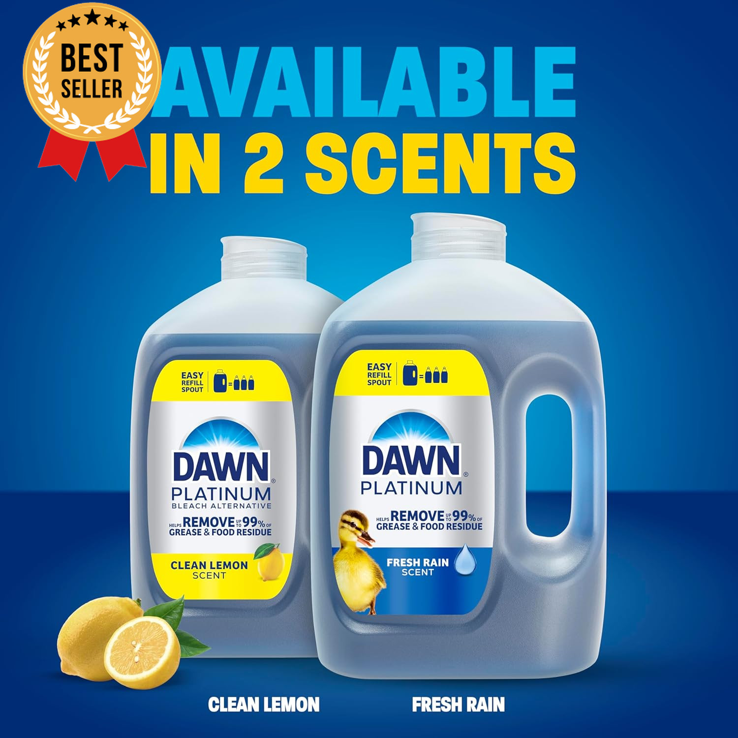 Platinum Dish Soap Refill Fresh Rain Scent 51.5oz 2 Pack Liquid Detergent