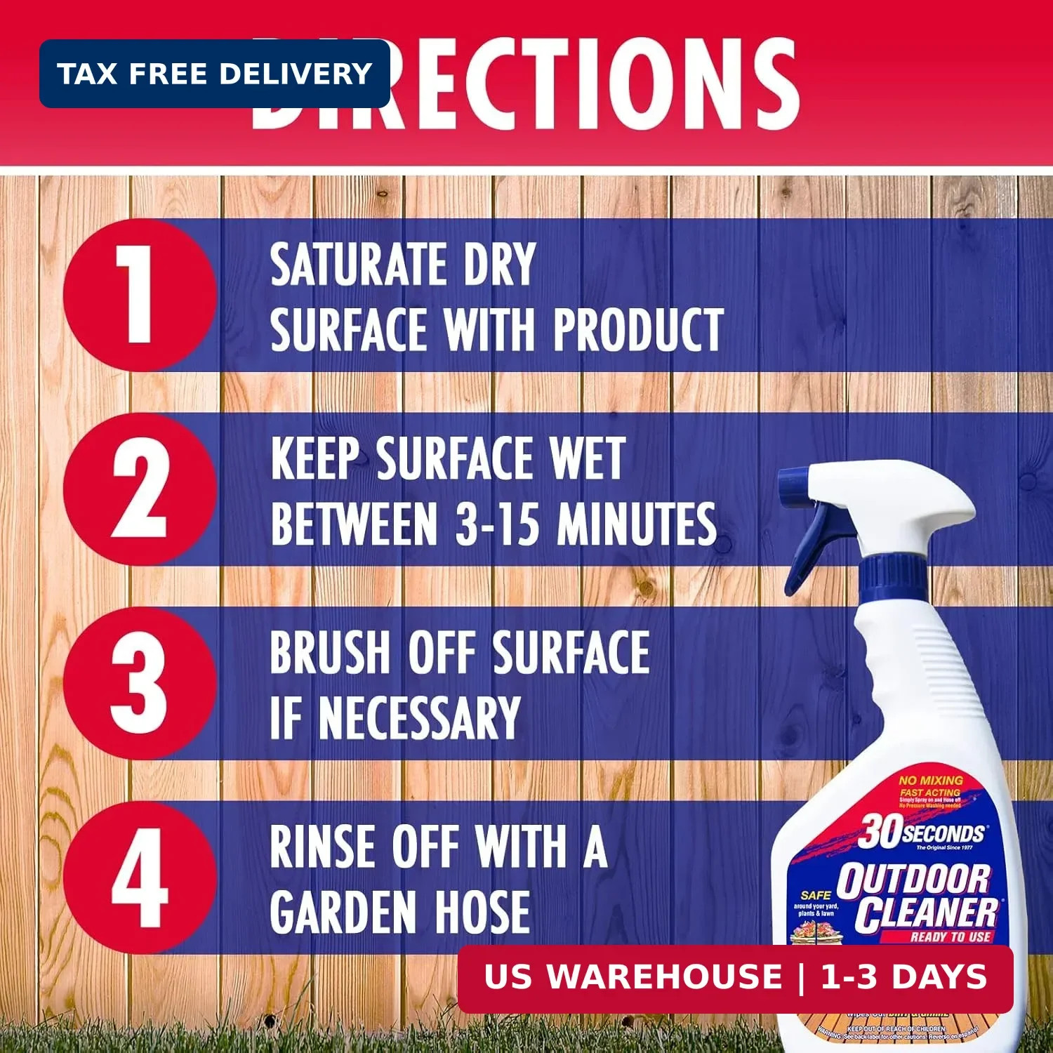 30 SECONDS Outdoor Mold & Mildew Stain Remover Spray | Ready To Use | 32 fl. oz.