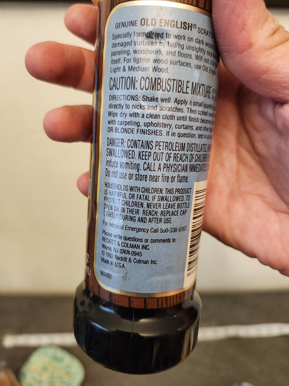 Old English Scratch Cover for Dark Woods, Half Full Bottle Wood Polish Vintage