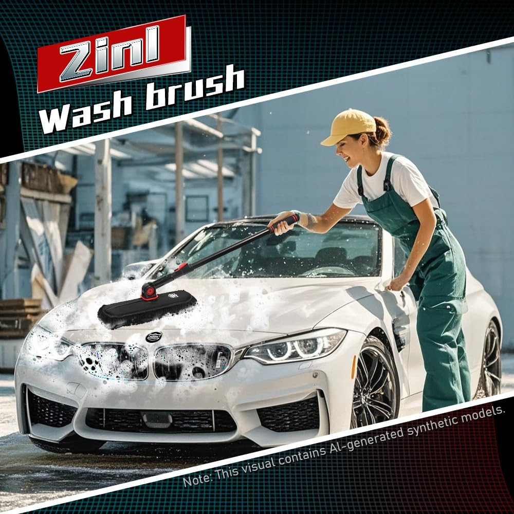 Car Duster Exterior with Extendable Handle, Scratch Free Auto Wash Brush Mop, In