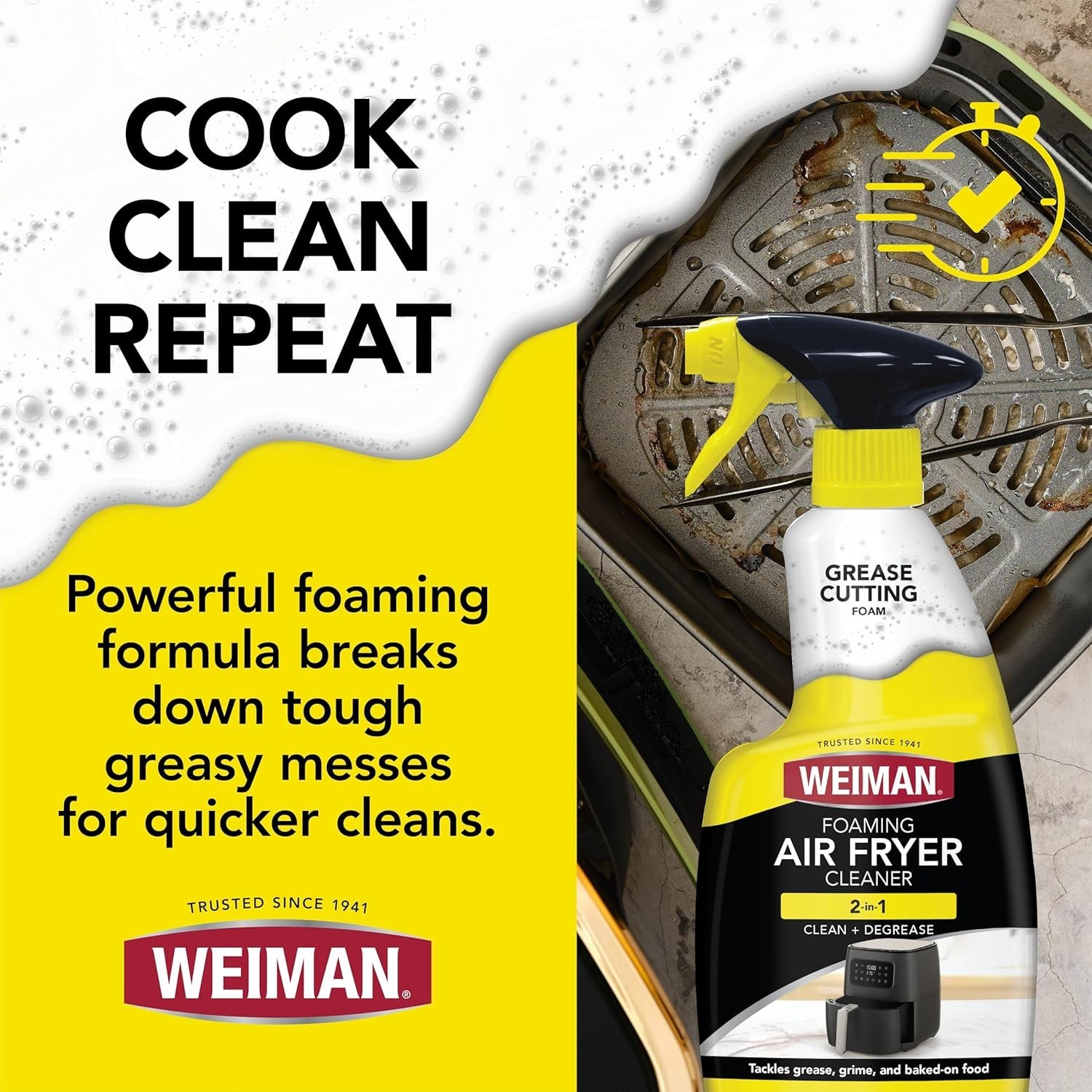 Foaming Air Fryer Cleaning Kit, Cleaner & Degreaser for Ceramic Baskets & Tra…