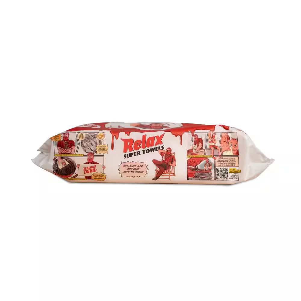 50-Ct Relax Super Towels – XL Grease Destroying Multi-Purpose BBQ Grill Wipes –