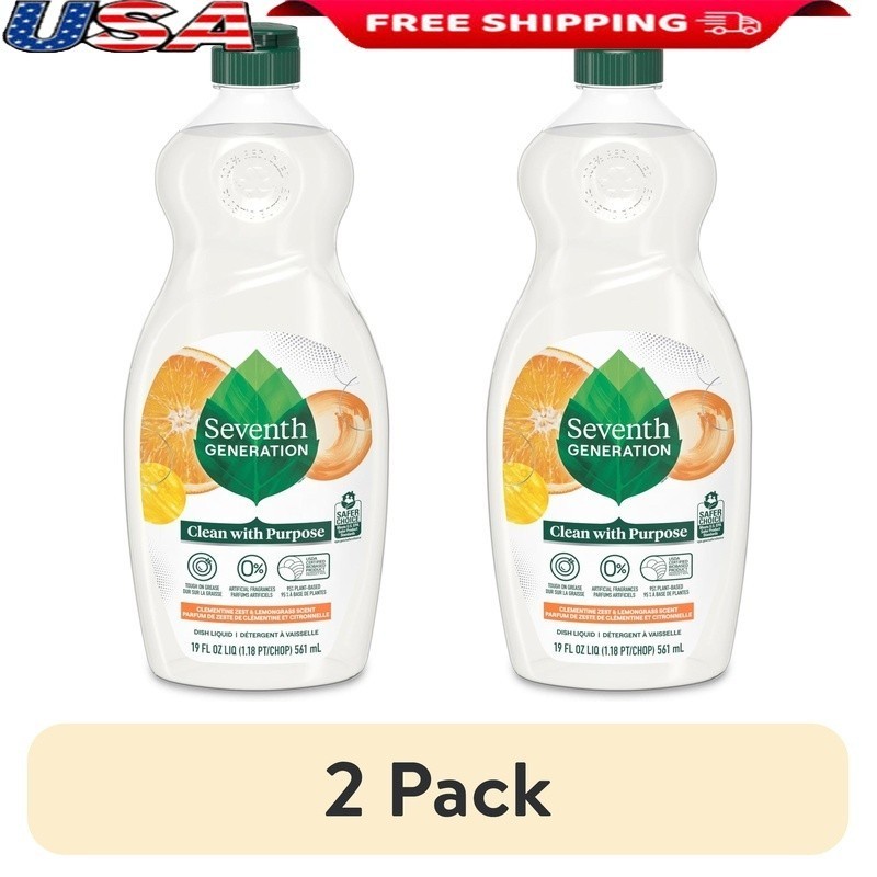 Plant-Based Liquid Dish Soap Clementine Zest Lemongrass Grease Fighter 19oz New
