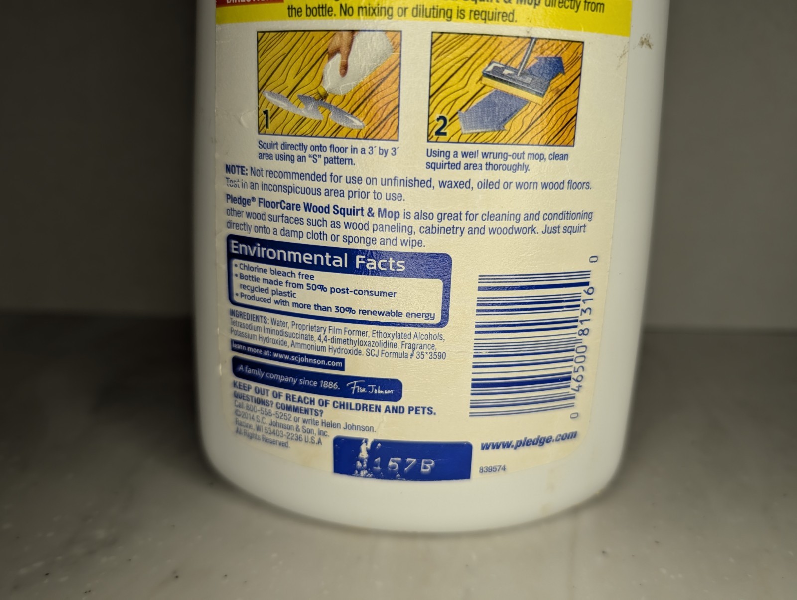 Pledge Floor Care Squirt & Mop Hardwood Floor Cleaner Lemon 27oz 80% Full
