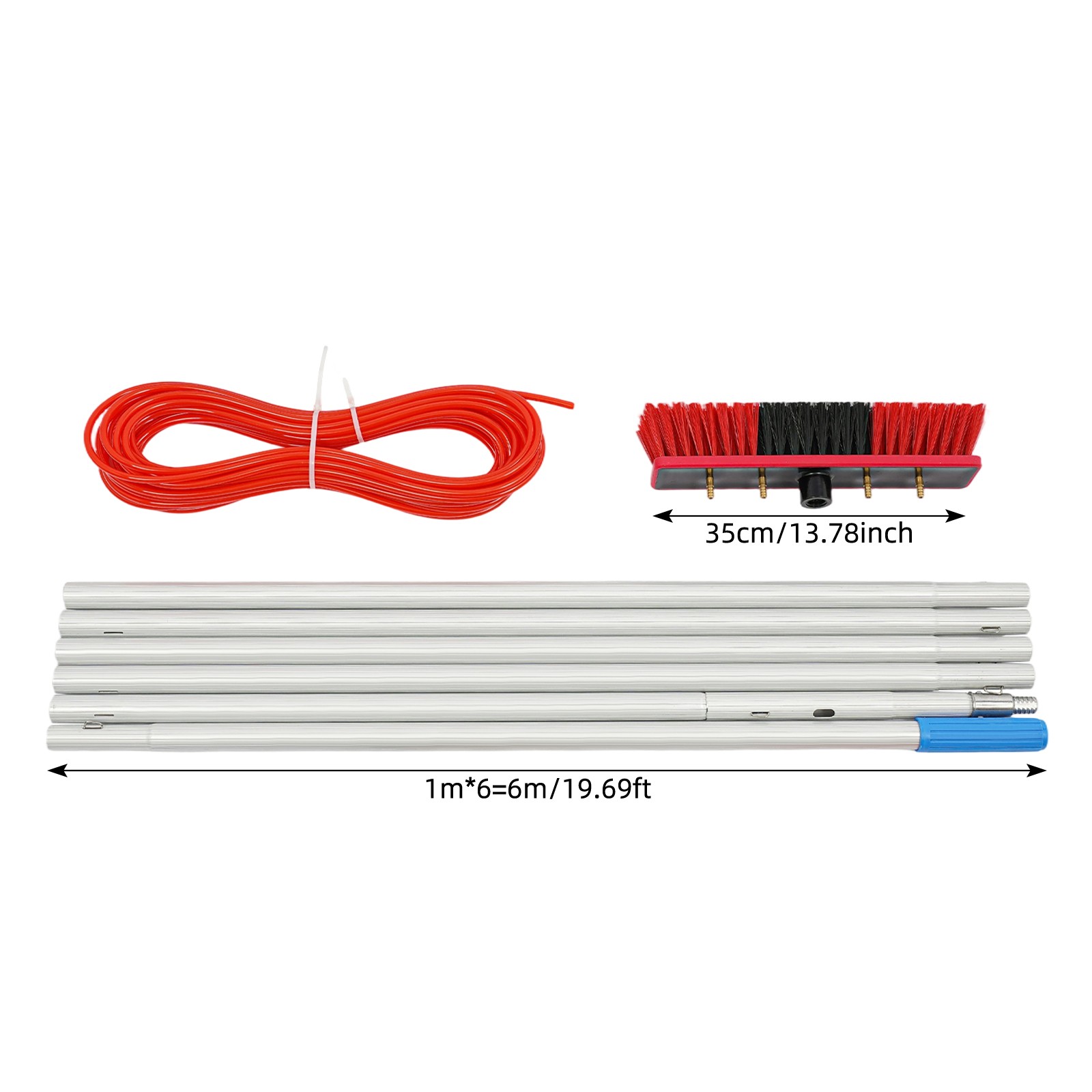 Long Reach Solar Panel Cleaning Brush Kit Outdoor Window Clean Water-Fed Rod Set