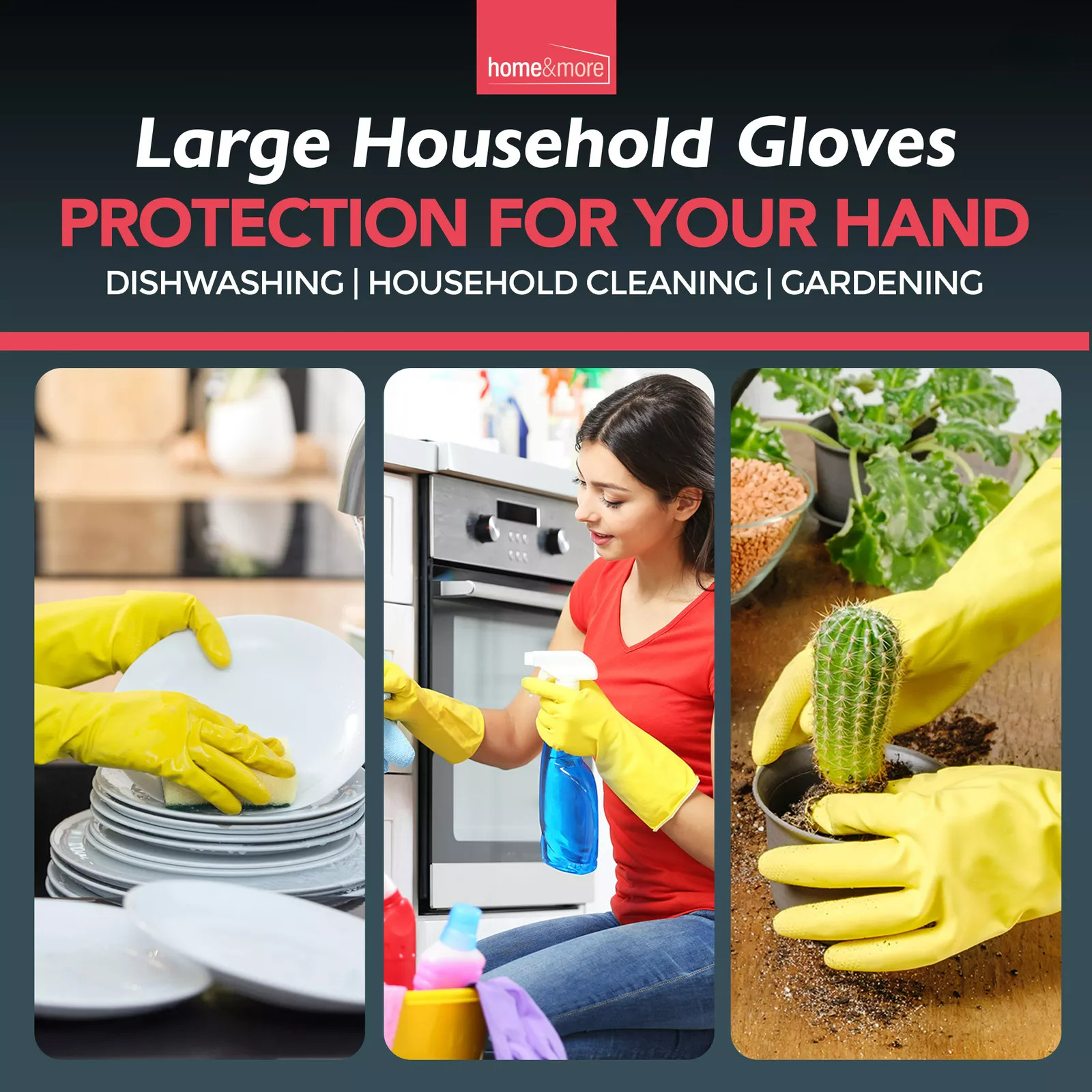 2 Pairs Rubber Gloves Large Long Sleeve Household Washing Up Kitchen Cleaning