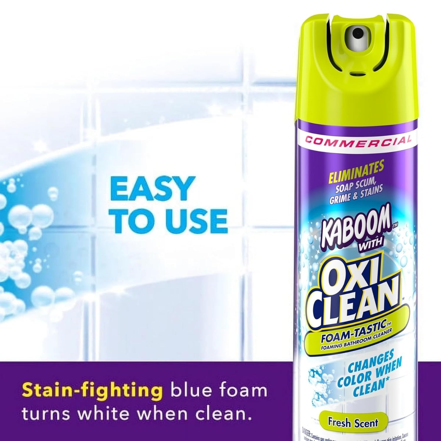 Foamtastic Bathroom Cleaner 19oz Spray Scrub-Free Fresh Scent Blue to White