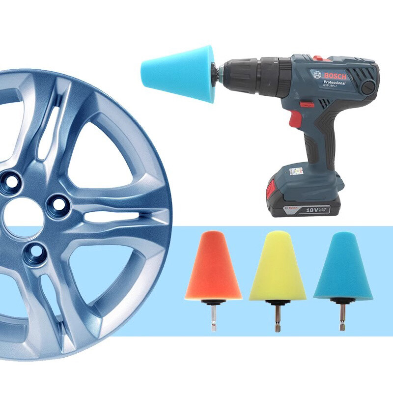 Foam Polisher Cone Sponge Buffing Pads Wheel Hub Cleaning Tool for Car Polishing