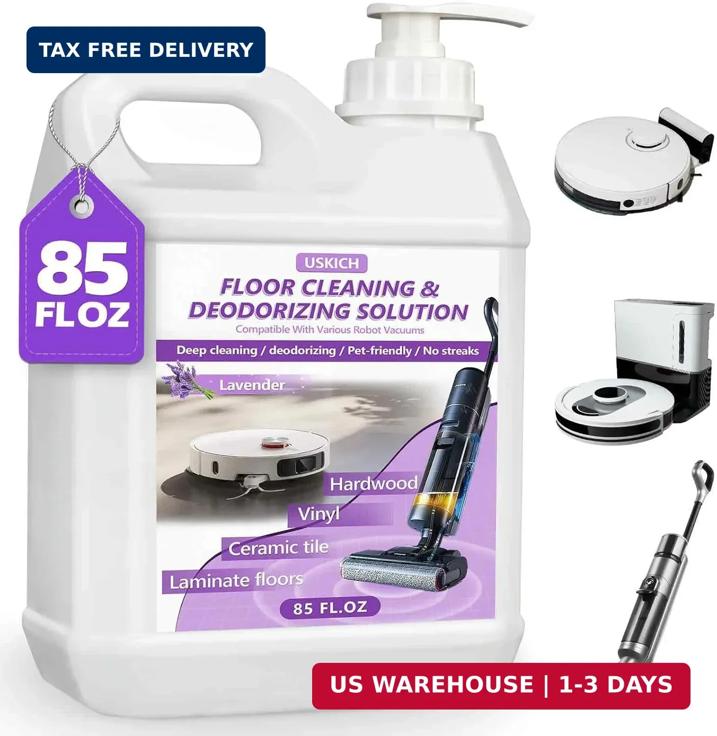 Floor Cleaning Solution- 85 FL OZ-Floor Cleaner for Mopping with Tineco,Deep Cle