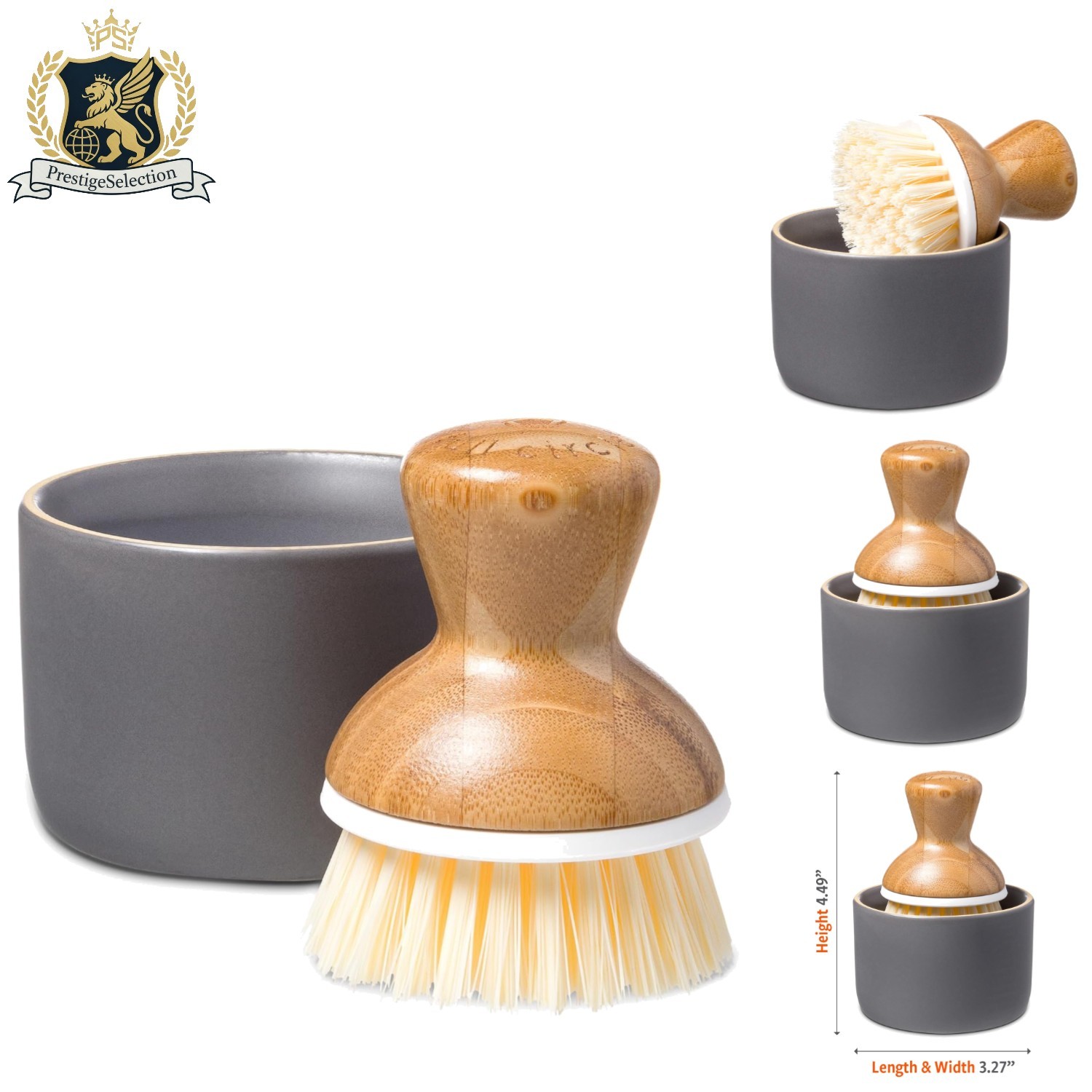 Elegant Bubbly Palm Brush with Ceramic Dispenser – Safe & Stylish Kitchen Tool