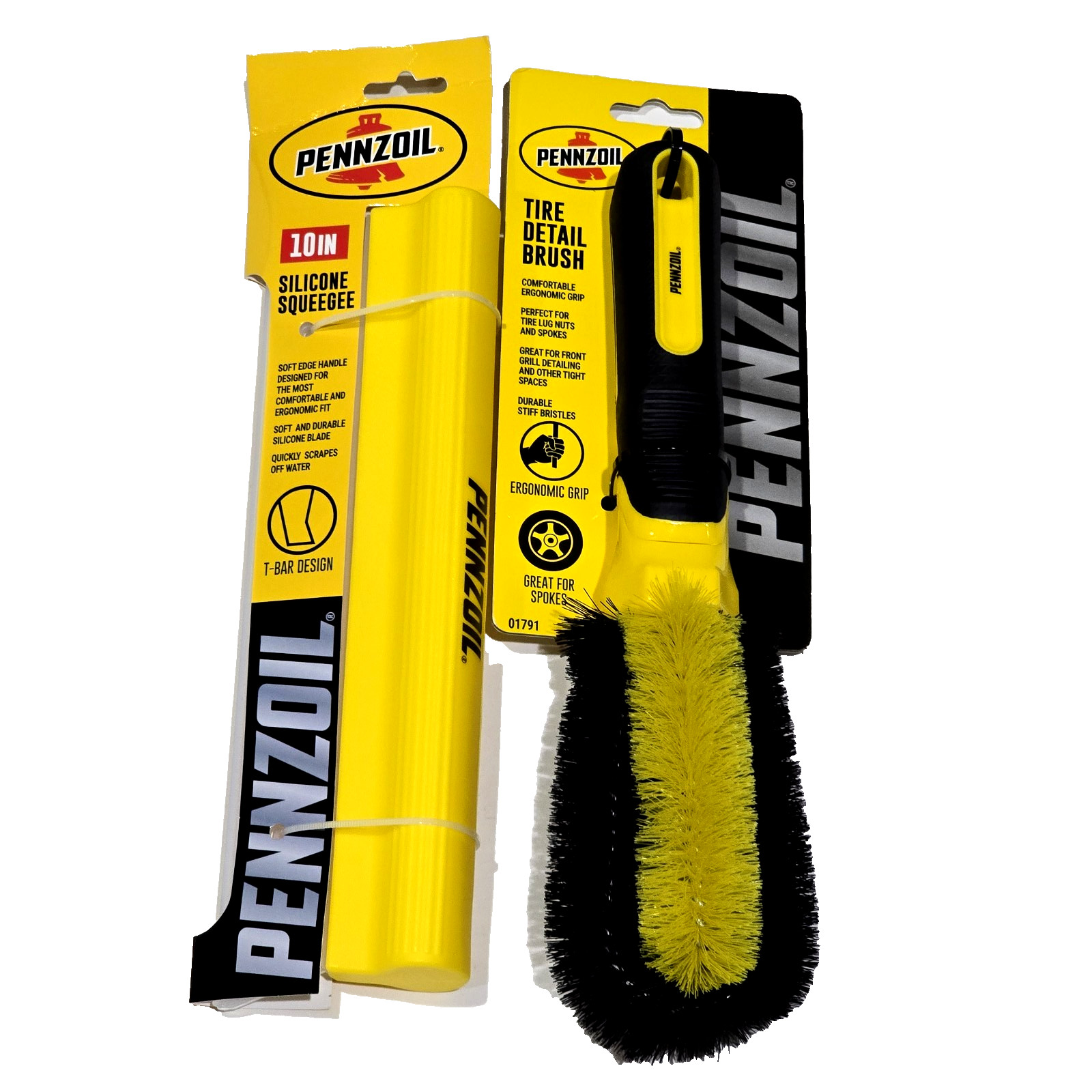 Pennzoil 10in Silicone Squeegee Quickly Scrape Water & Tire Detail Brush