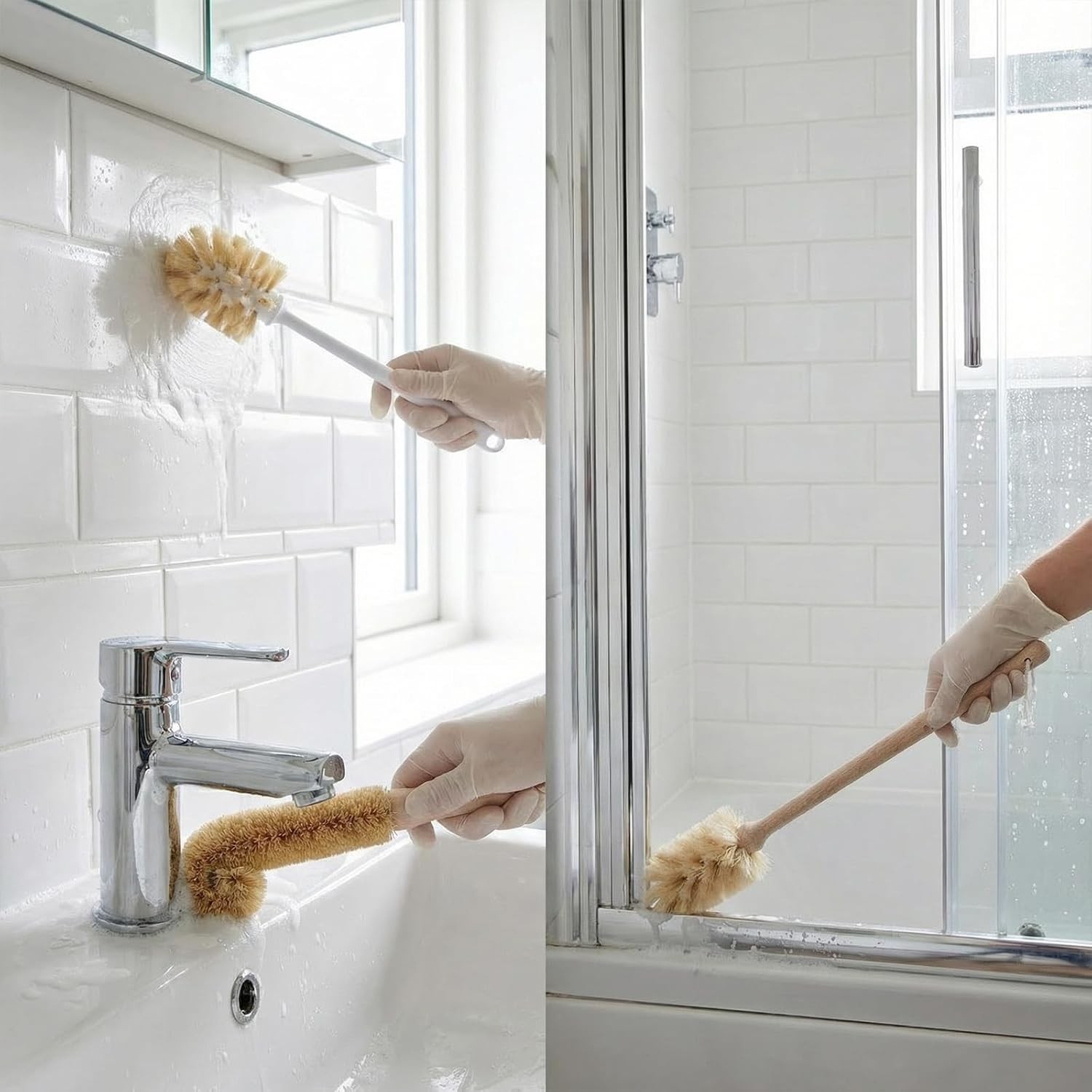Bottle Brush & Dish Scrubber Set 3 Pack Kitchen Cleaning Kit W/ L-Shape Bottle