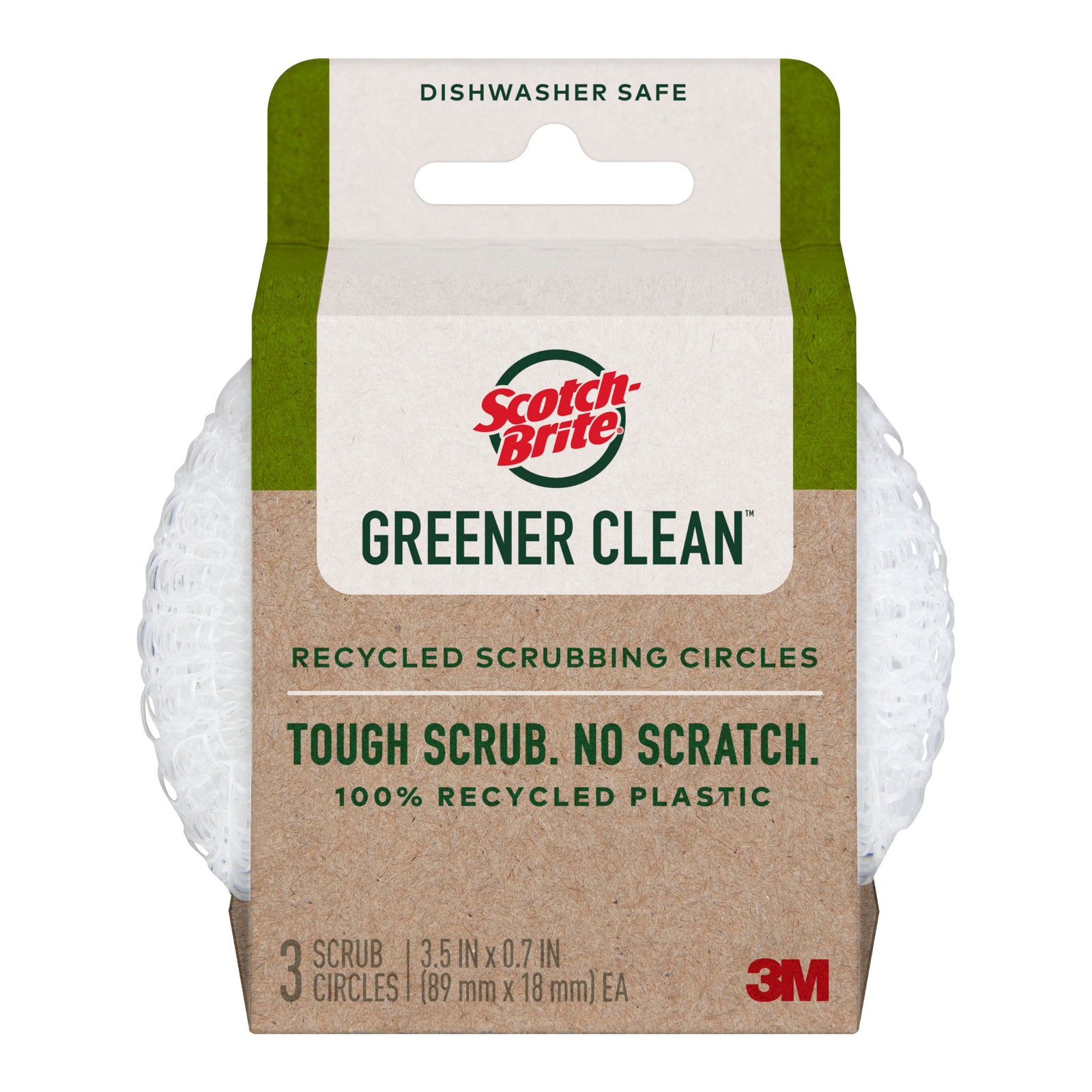 Scotch-Brite Greener Clean Recycled Scrubbing Circles: 3-pack (White)