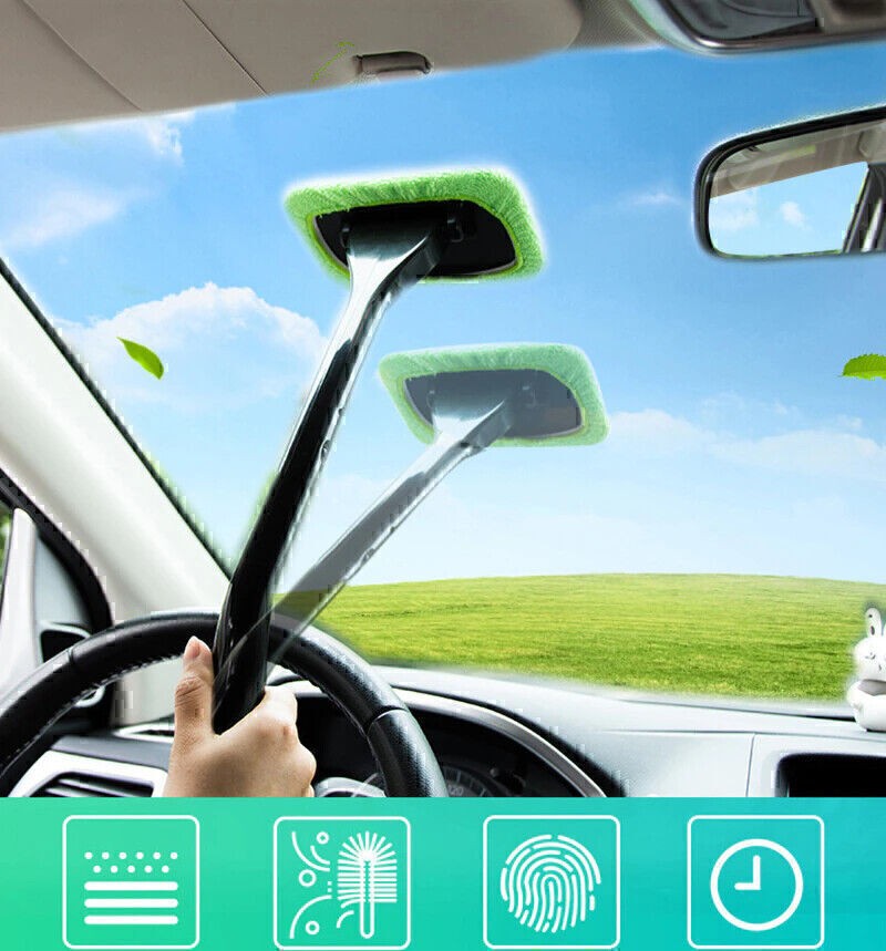 3-Pcs Windshield Cleaning Tool Car Window Microfiber Wiper Cleaner Glass Brush