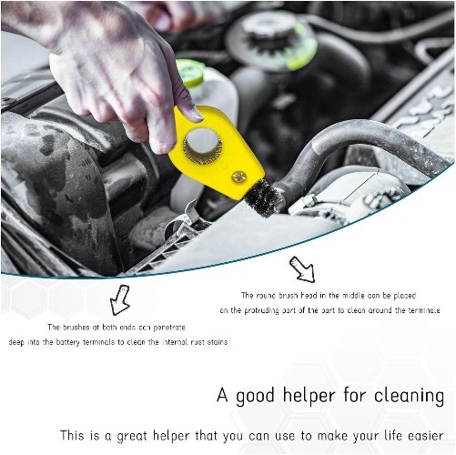 Car Battery Terminal Cleaning Brush, 4 in 1 Anti-Rust Size: 1 PCColor: Yellow