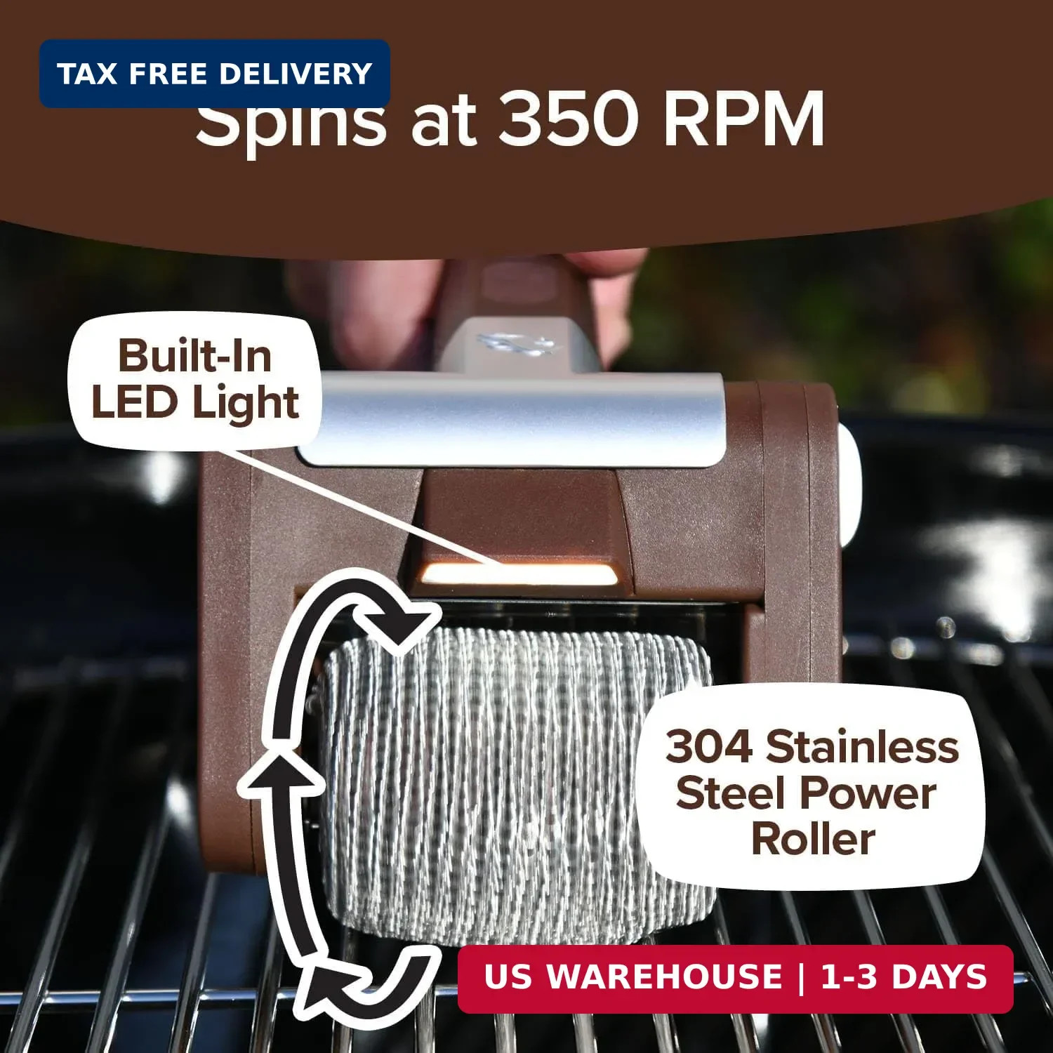HorsePower Giddy Up Grill Cleaner AS SEEN ON TV BulbHead Cordless BBQ Brush