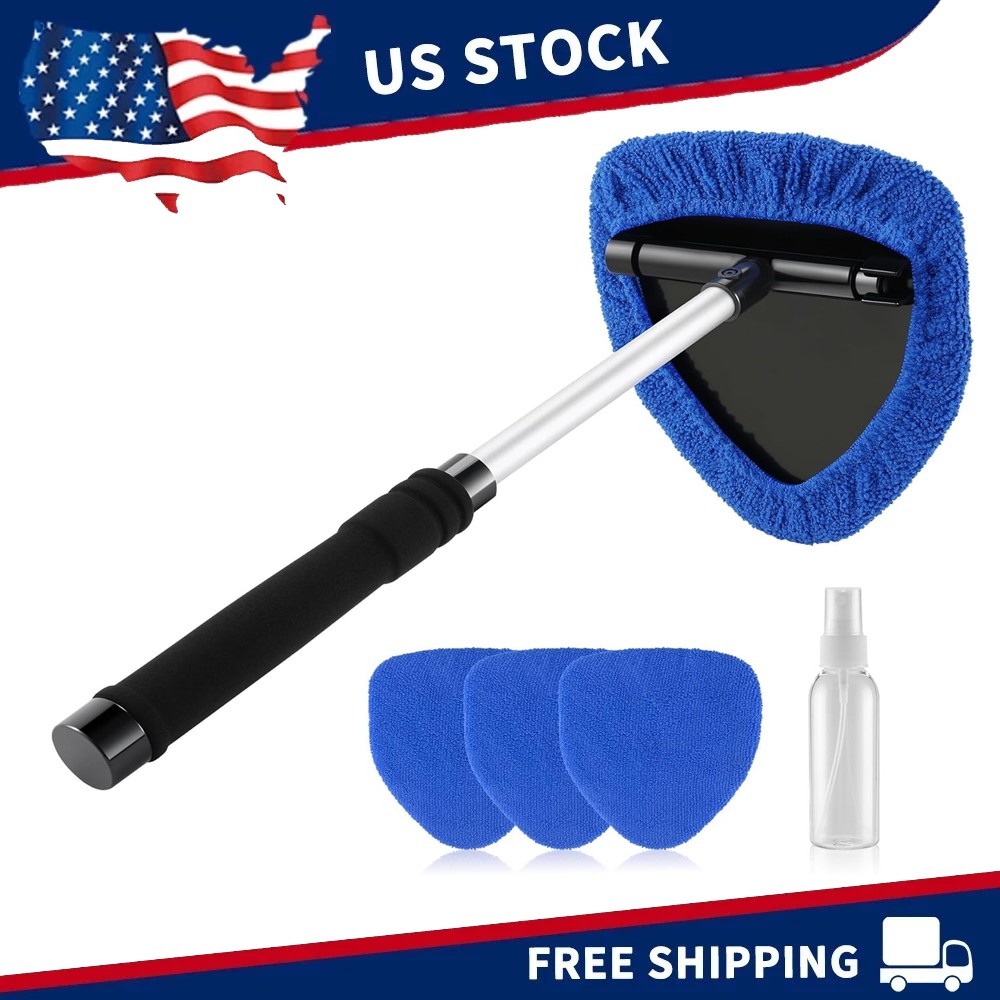 Windshield Cleaning Tool Kit Car Window Glass Wiper Cleaner Brush Pad Extendable