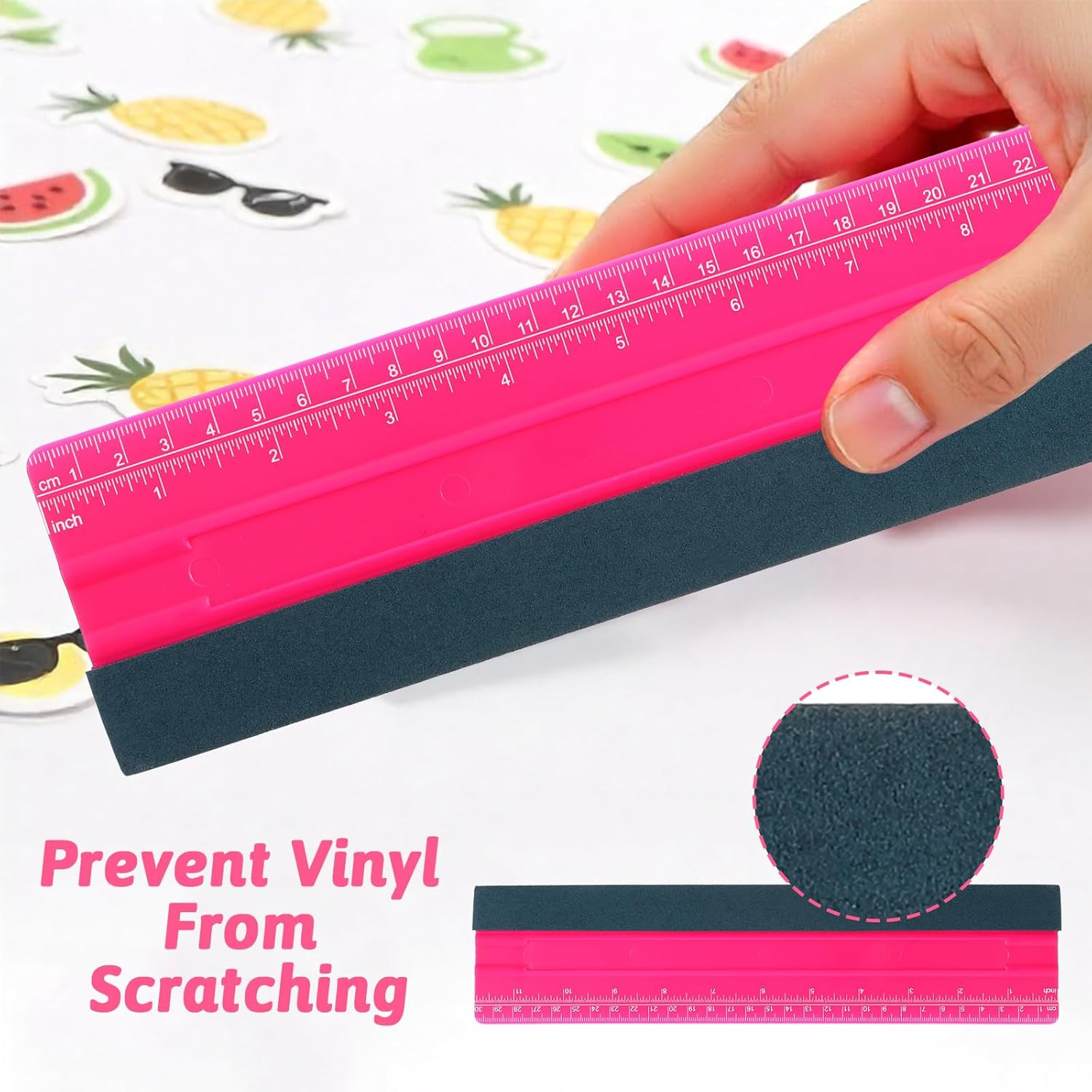 Wallpaper Smoothing Tool, Professional Vinyl Squeegee with Ruler Felt Squeegee f