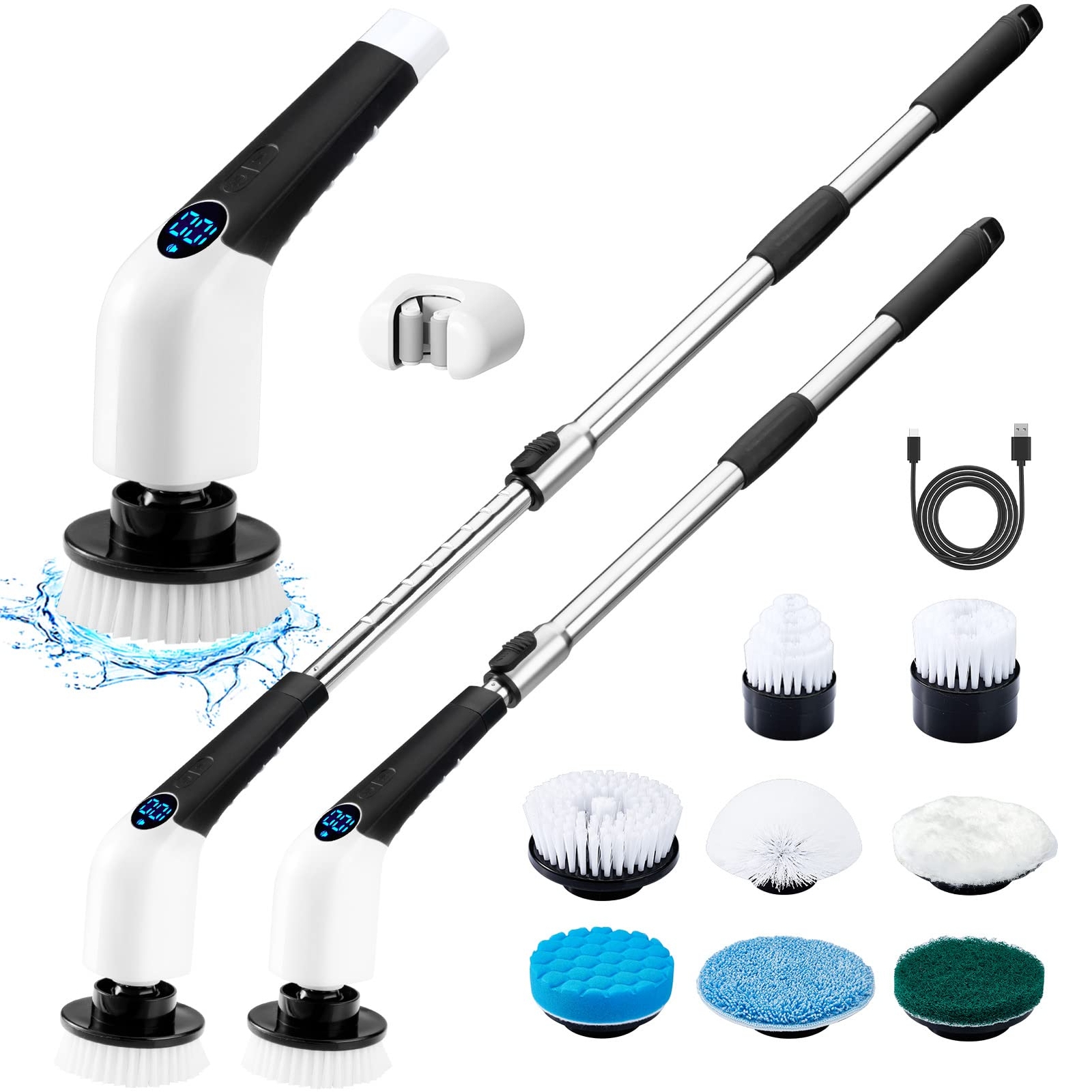 Electric Spin Scrubber Cordless Cleaning Brush Power Shower Scrubber Long Handle