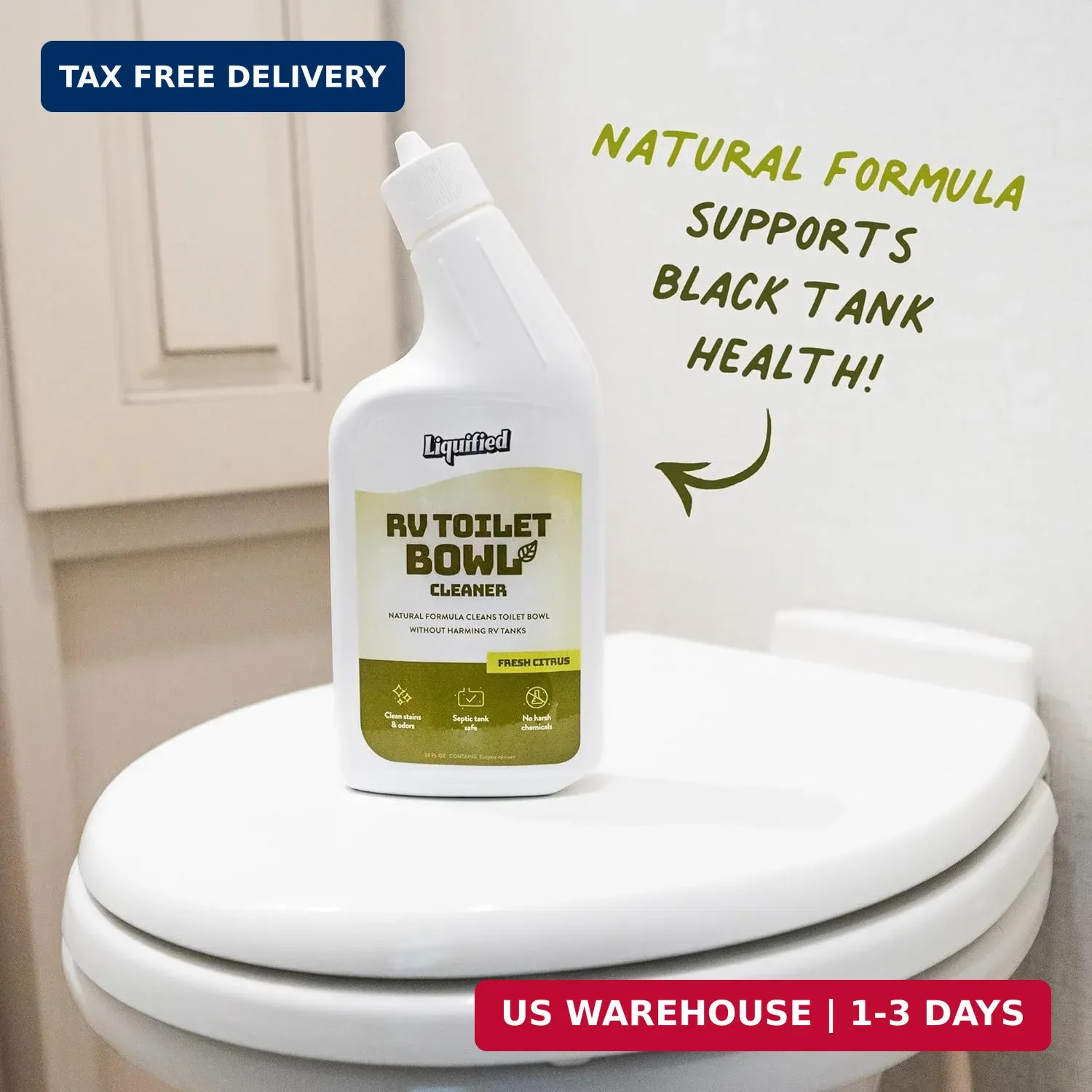 Liquified RV Toilet Bowl Cleaner – Natural RV Toilet Treatment Formula, Septic T
