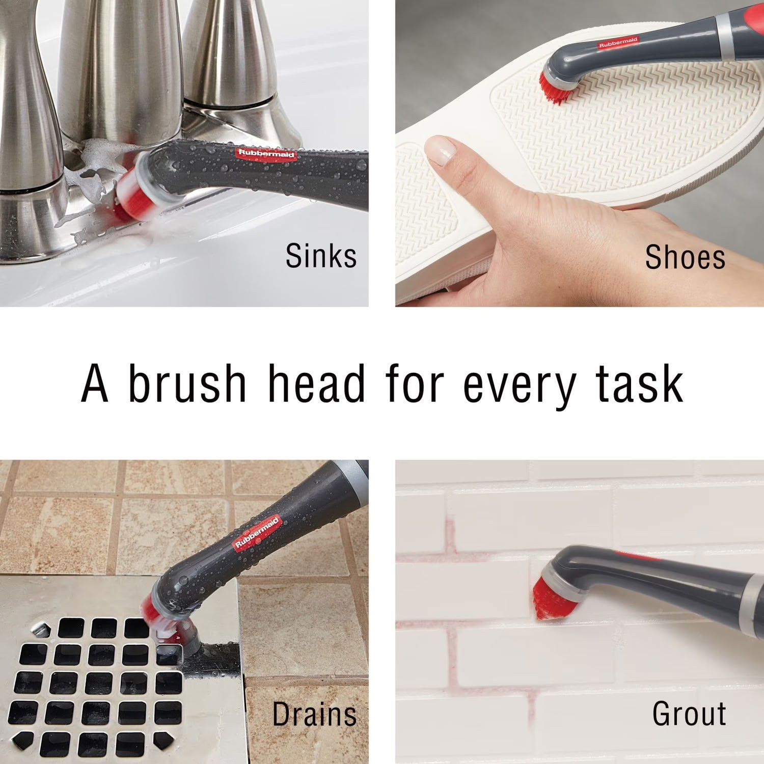 Rubbermaid Cordless Power Scrubber Electric Handheld Brush Bathroom Tile Grout