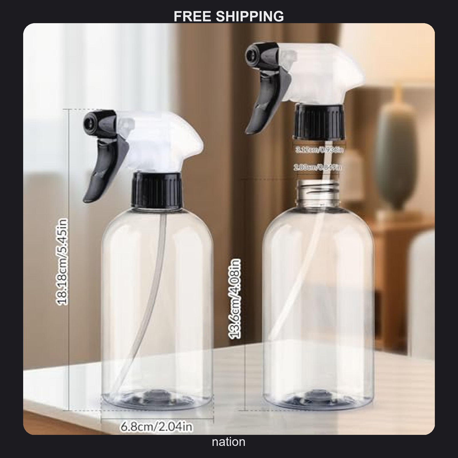 2 Pack 10oz Refillable Plastic Spray Bottles for Gardening Cleaning