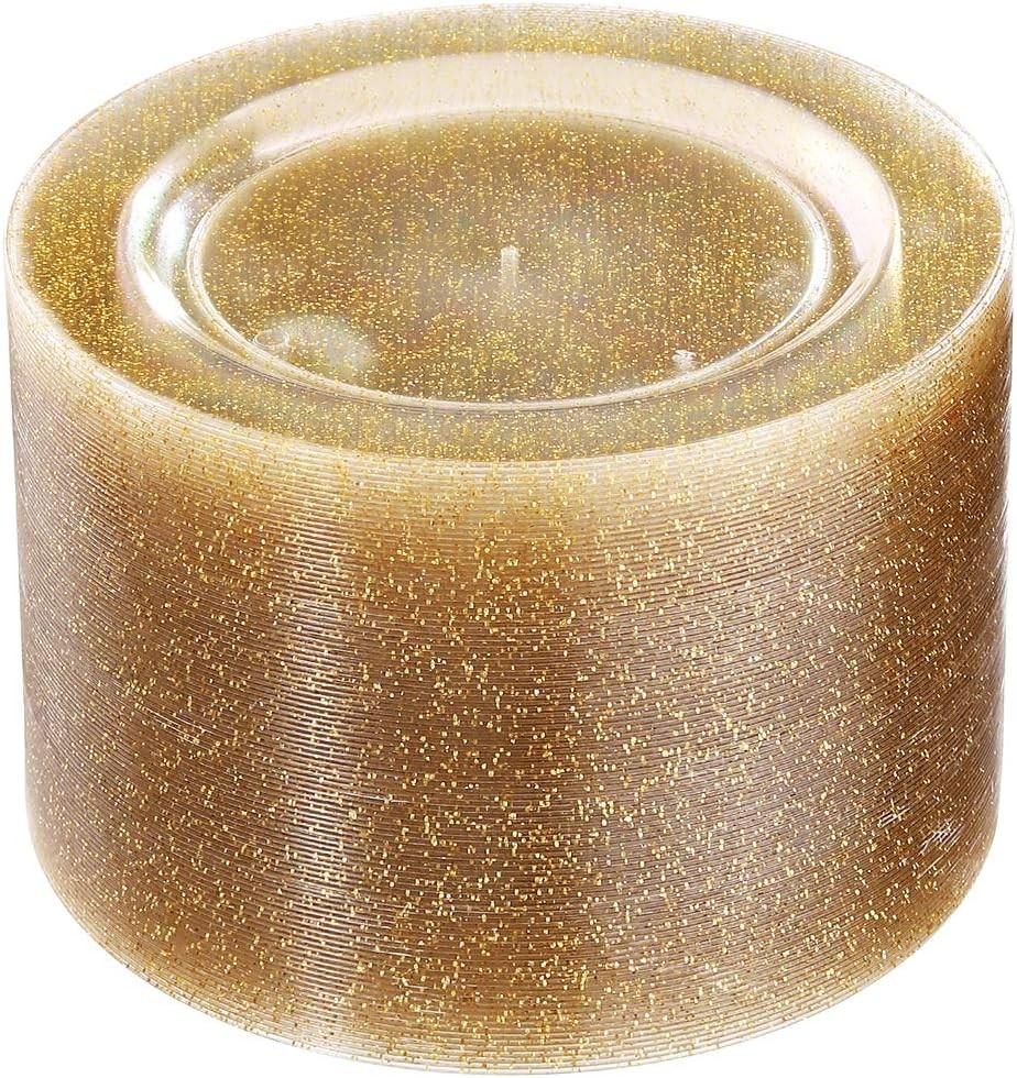 Liacere 100Pieces Gold Plastic Plates-Disposable Gold Glitter Plates-10.25inch