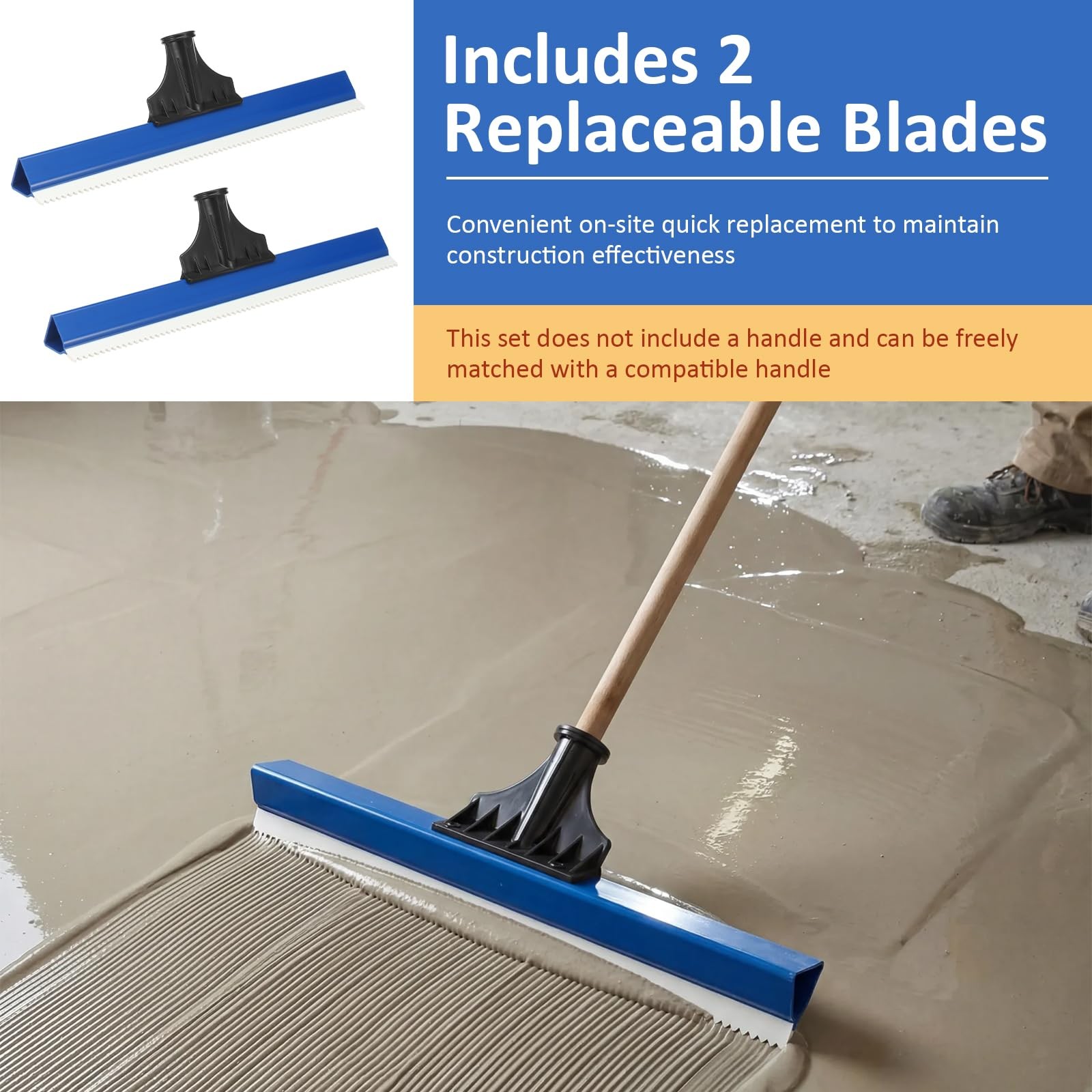 2 Pack 16 Inch Notched Epoxy Floor Squeegee 0.16in Teeth Spreader Tool
