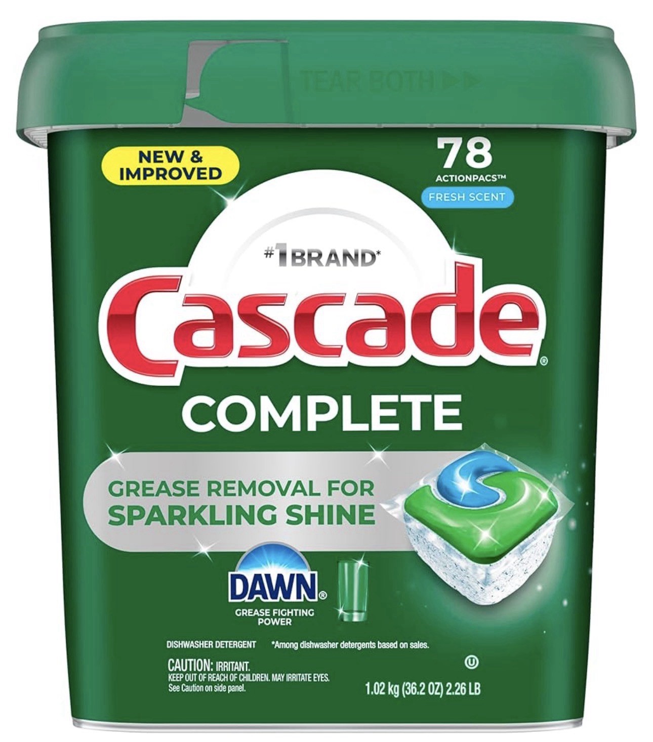 Cascade Fresh Scented Actionpacs Dishwasher Detergent – 78 Count