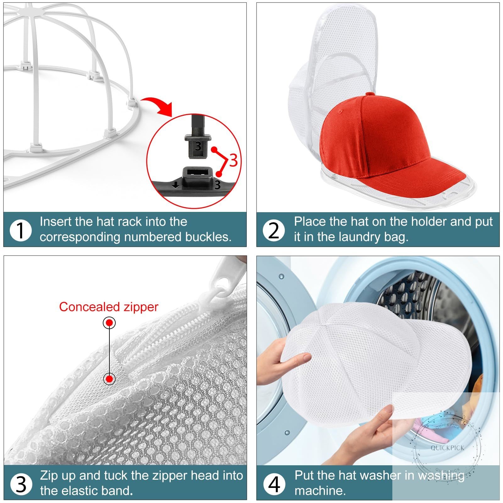 Hat Washer for Washing Machine,Hat Cleaner for Baseball Caps with Frame Cage and