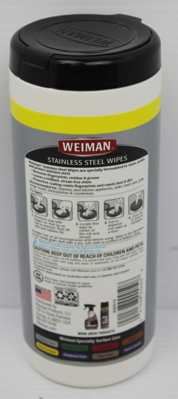 Stainless Steel Wipes – 30 Count (Pack of 1) | Weiman Products