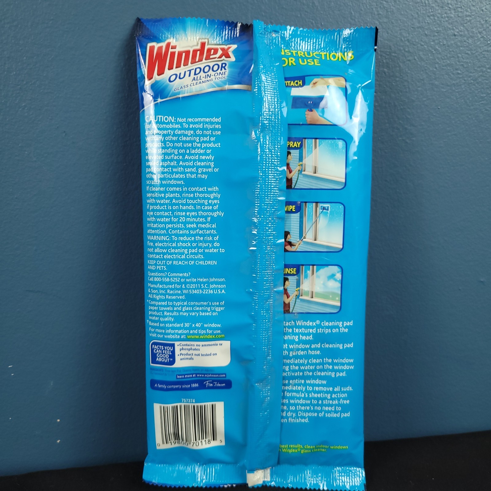 Windex Outdoor All-in-One Glass Cleaning Tool Refill Pads 1 Pack 2 Pads NEW