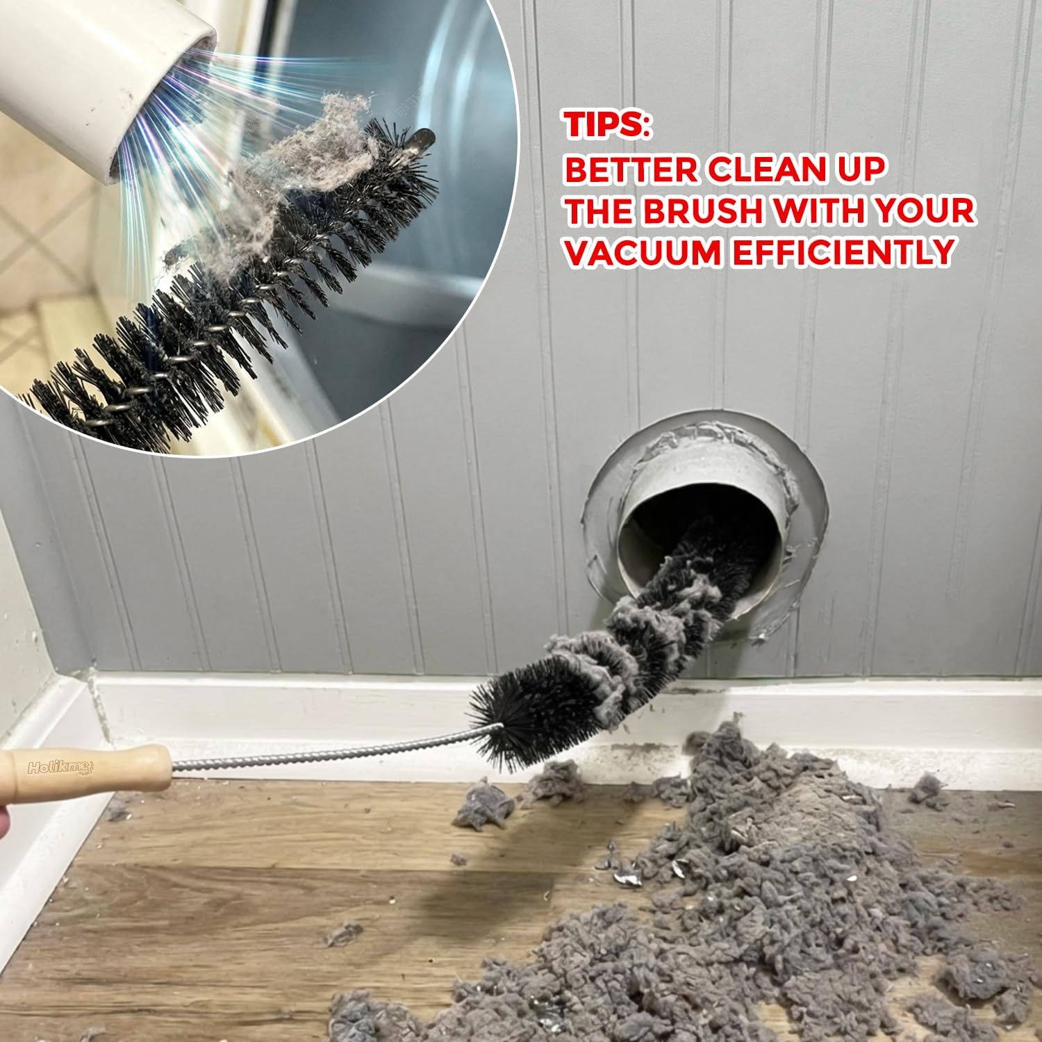 Dryer Vent Cleaner Kit 3 Pcs Stainless Steel Brush & Flexible Tool – Black