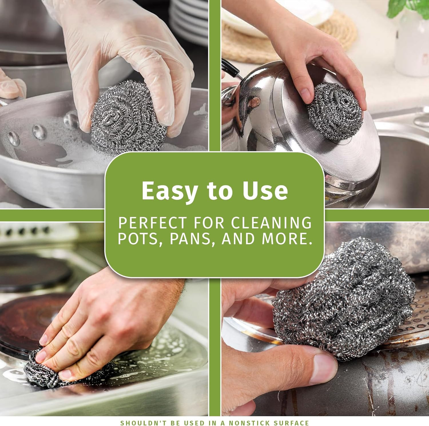 Stainless Steel Cleaner Scouring Pads [12 Pack] – Industrial & Commercial Streng