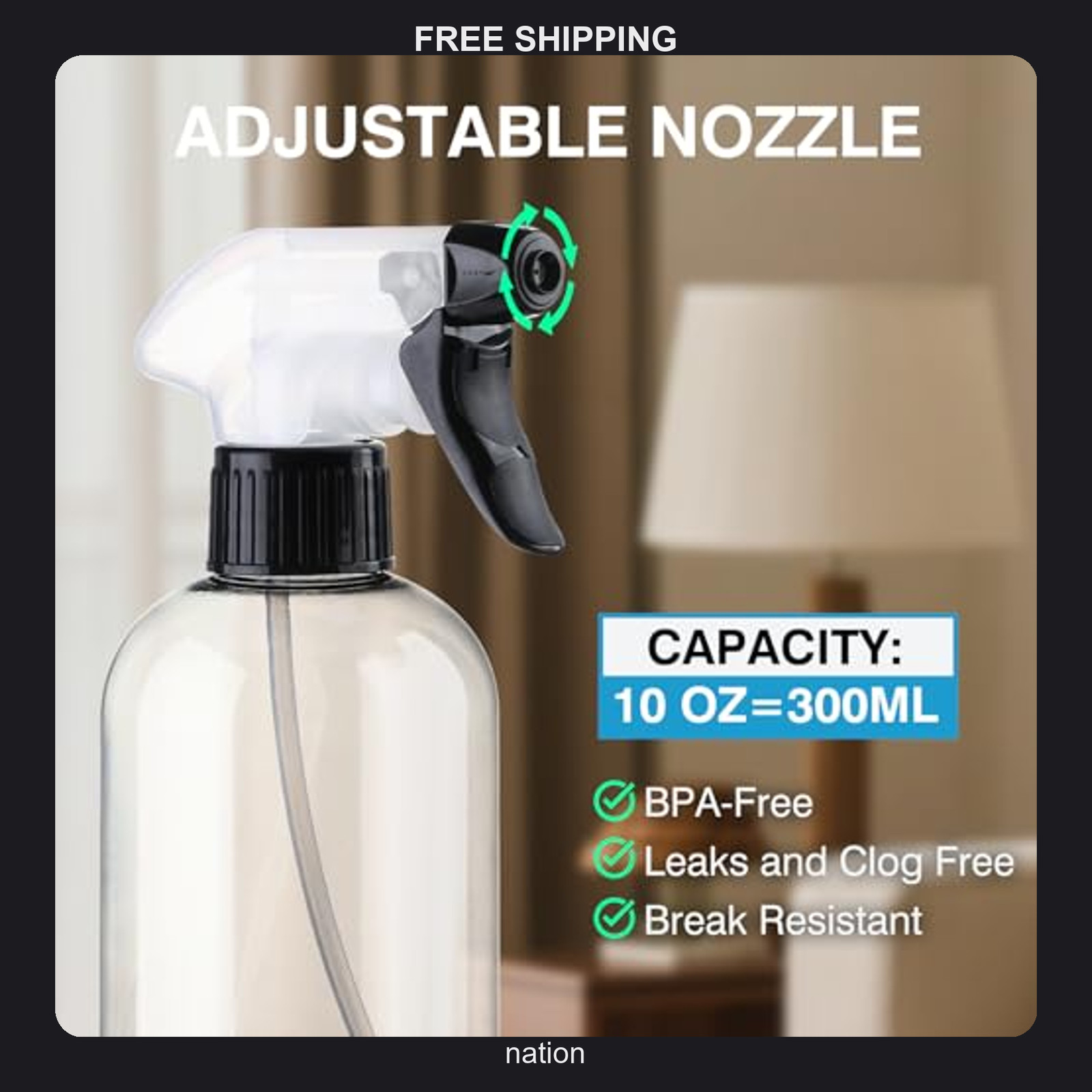 2 Pack 10oz Refillable Plastic Spray Bottles for Gardening Cleaning