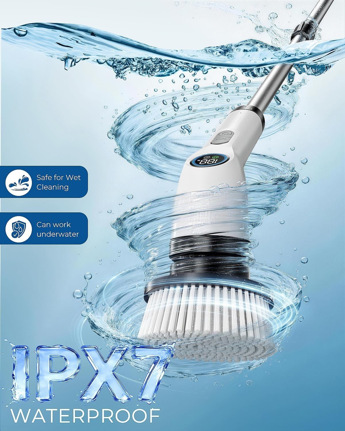 Electric Spin Scrubber Rechargeable Battery 7 Brush Heads Waterproof 280-360 RPM