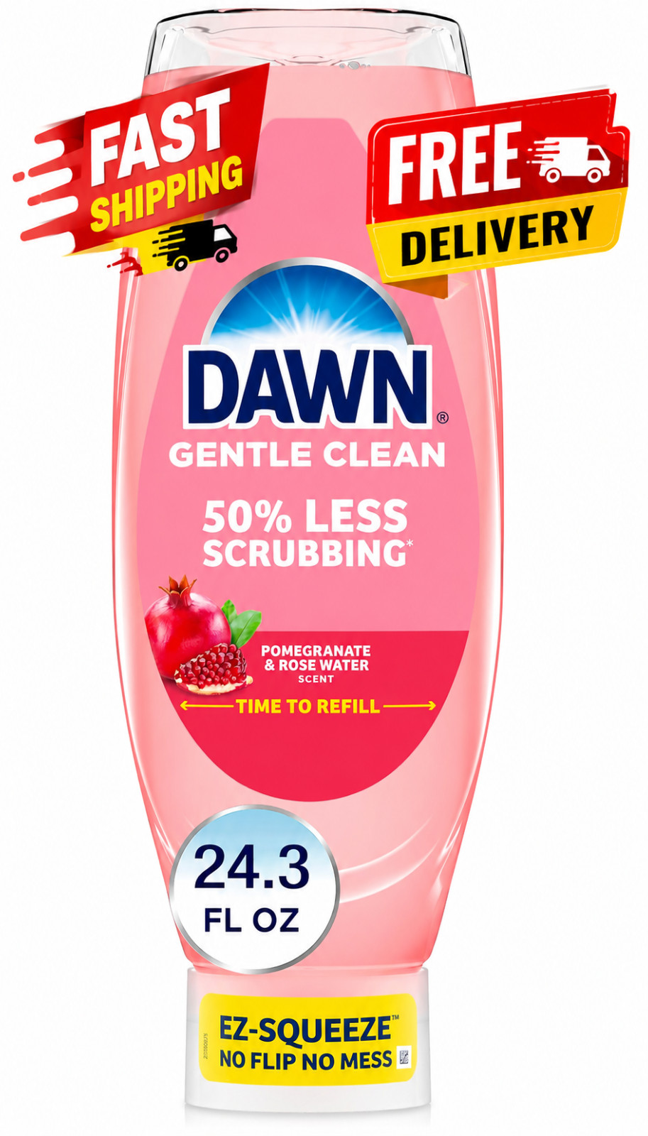 Dawn Gentle Clean EZ-Squeeze Dishwashing Liquid Dish Soap, Pomegranate and Rose