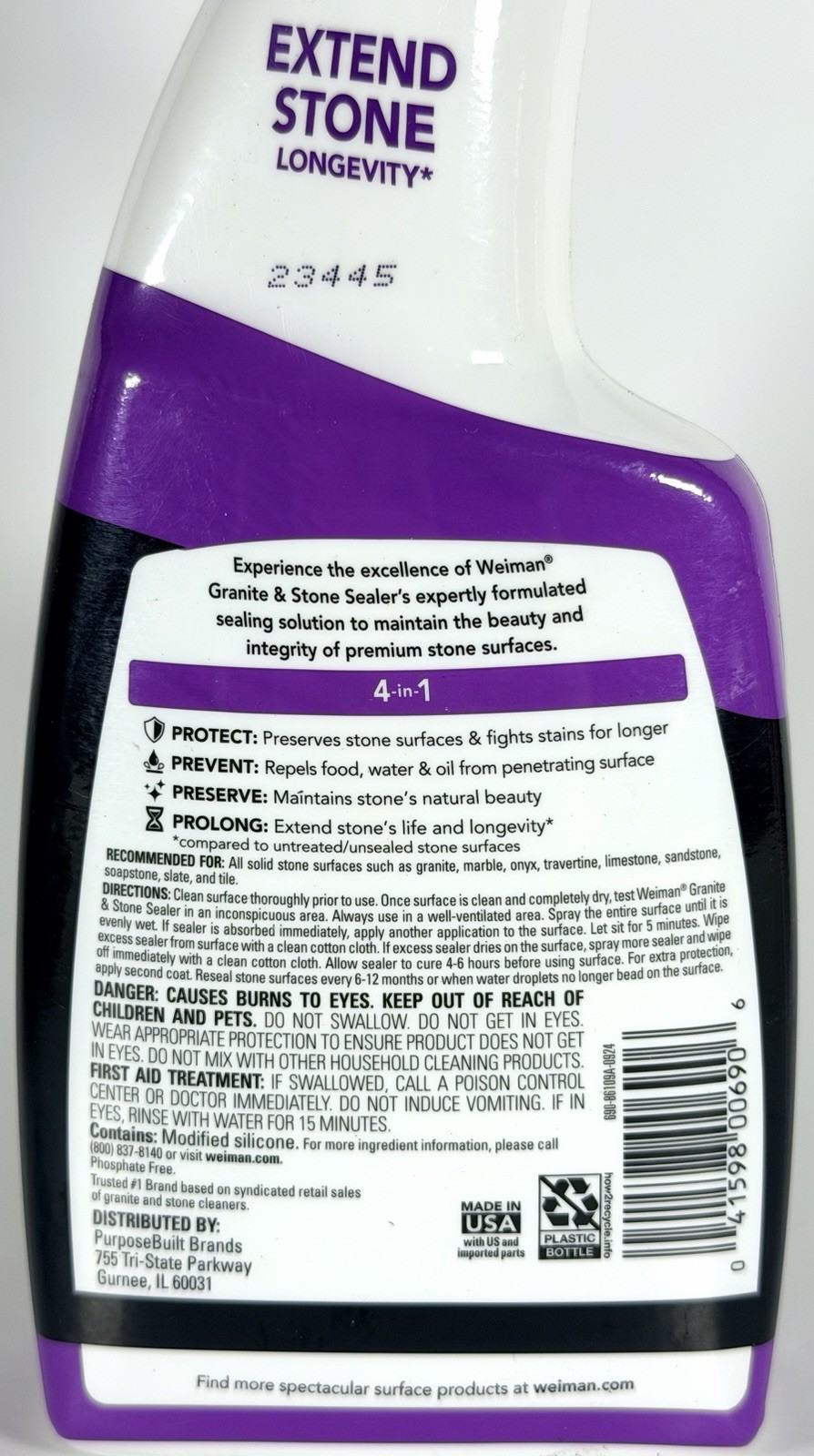 Weiman Granite & Stone Sealer 4-in-1 24 oz Protect Preserve Countertops
