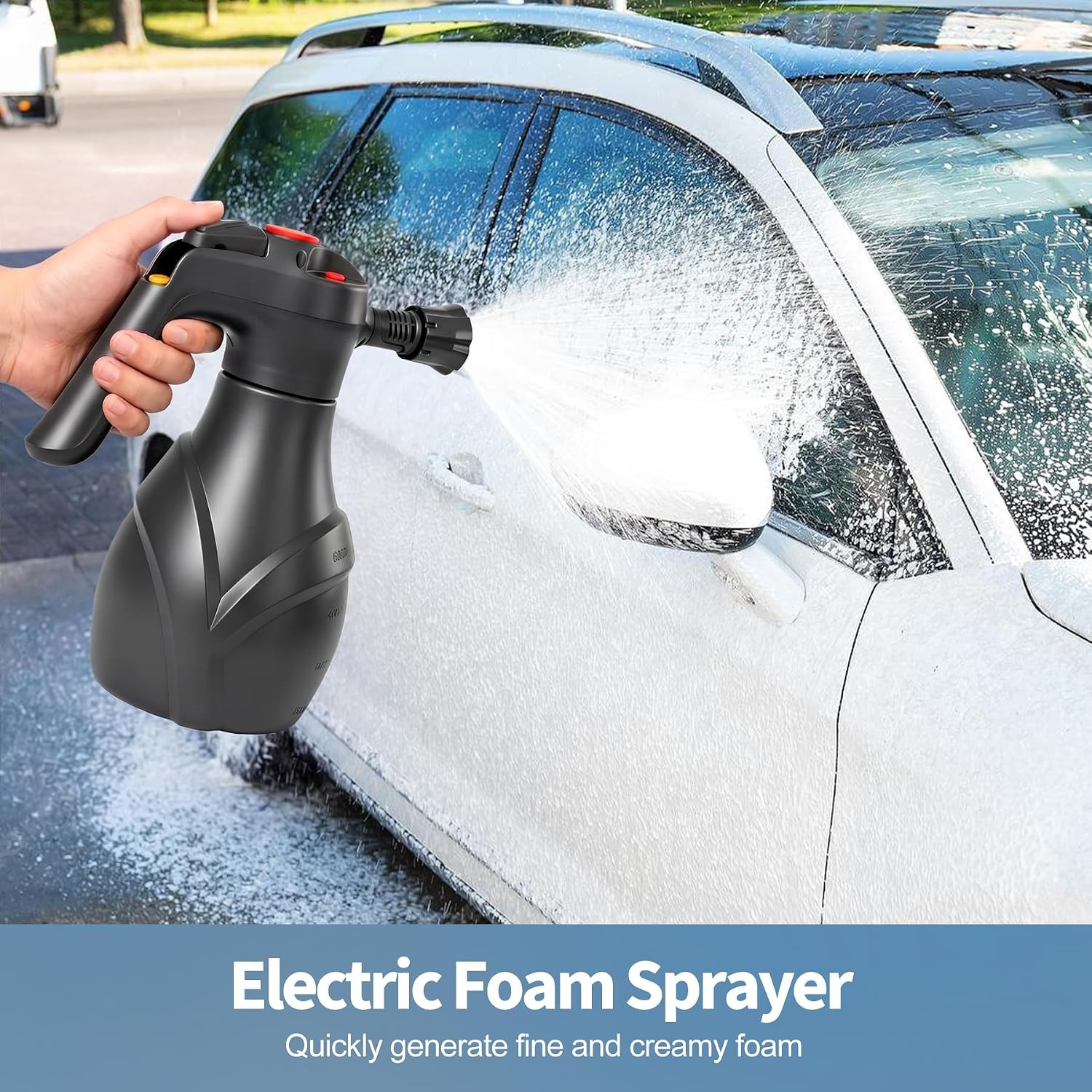 Electric Foam Sprayer Car Wash, 3000Mah Battery Powered Car Foam Sprayer with Vi