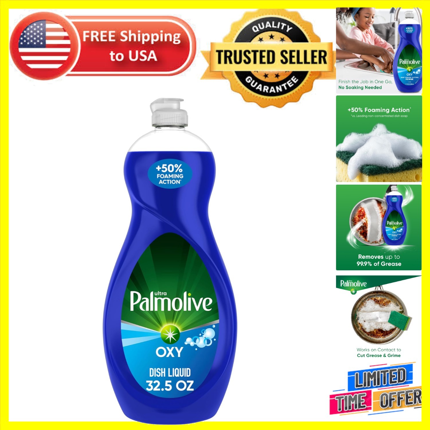 Concentrated Ultra Dish Liquid Oxy Degreaser 32.5 Fl Oz – Phosphate Free, Kosher