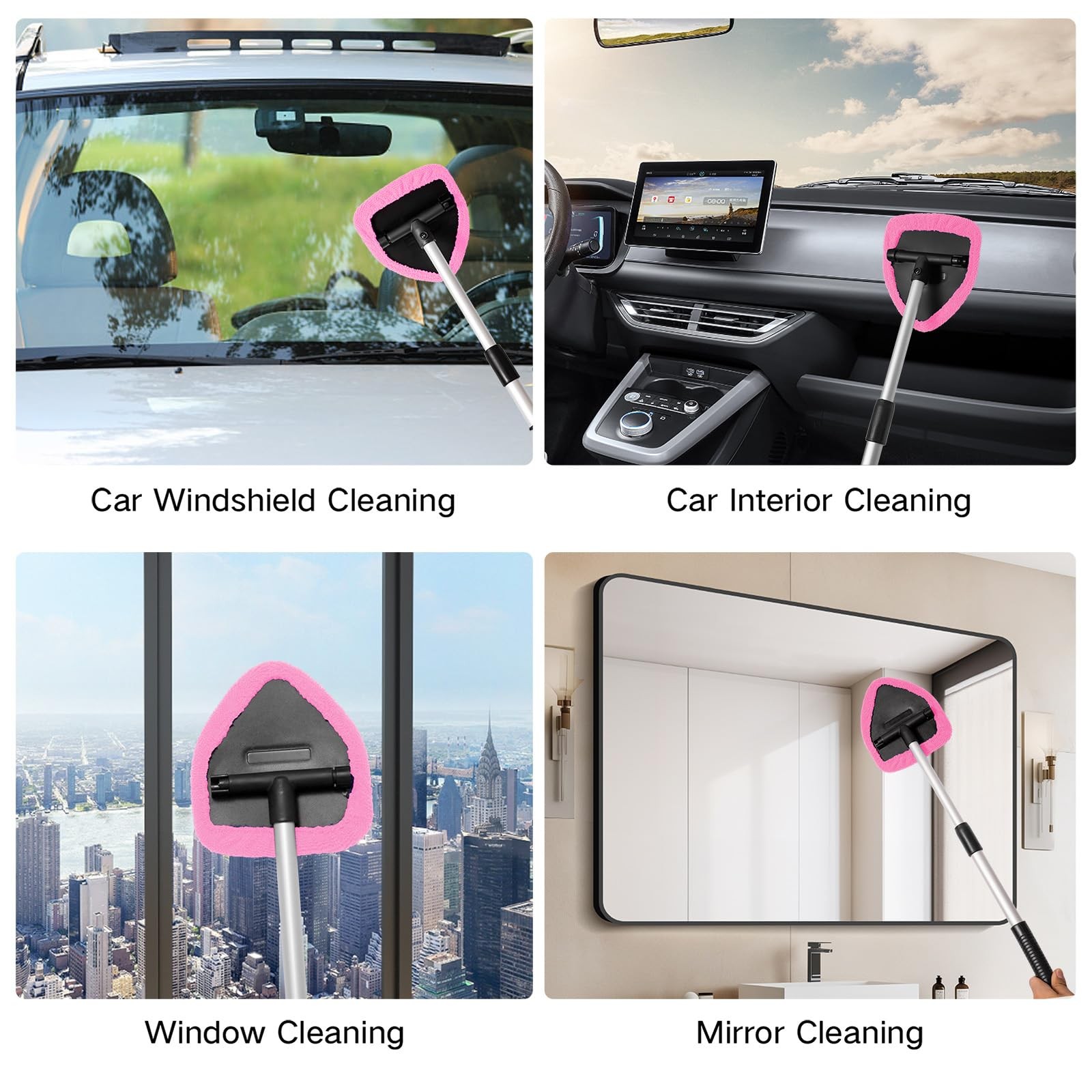 Windshield Cleaner Tool Kit 10pcs Car Window Cleaning with Microfiber Pads