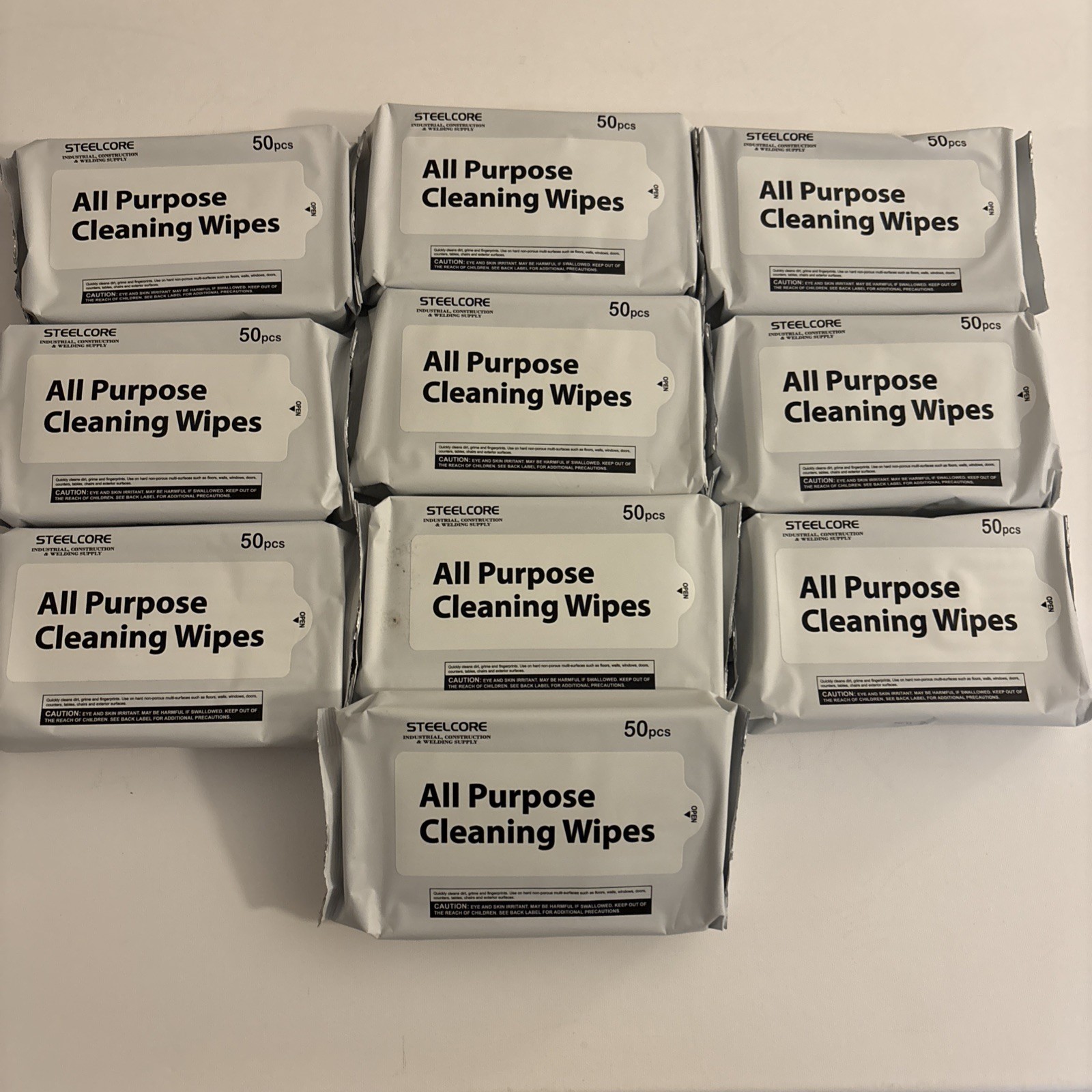 10 Packs (50 pcs per pack) Steelcore All Purpose Cleaning Wipes-500 Total Wipes