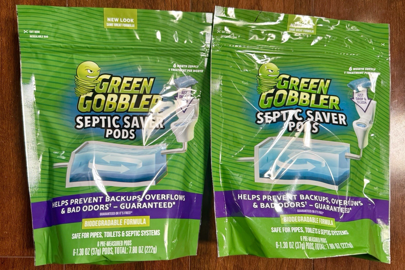 Green Gobbler Septic Tank Treatment Packet 6 Pods~Lot of 2 (12 Month Supply)~NEW