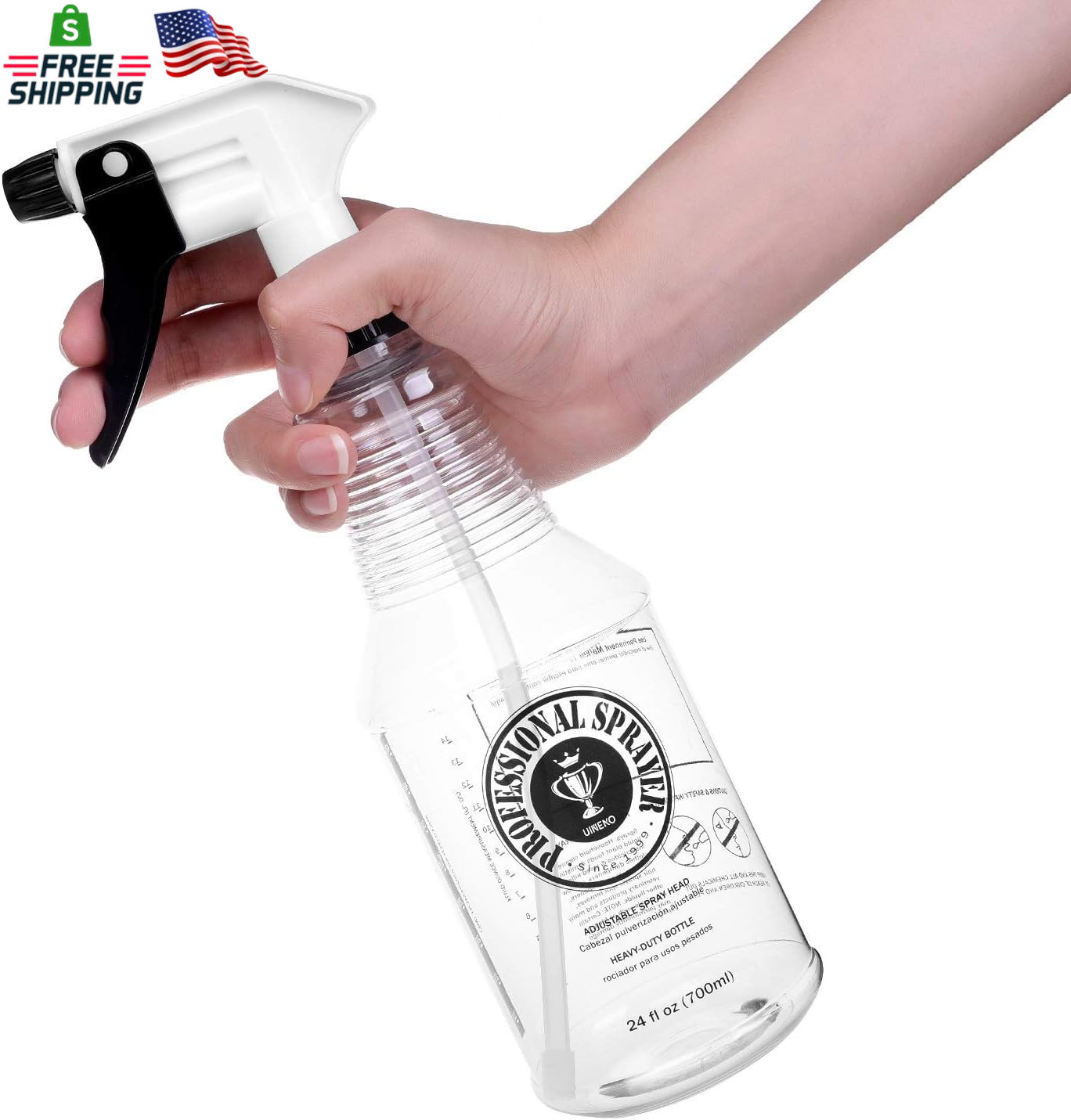 Plastic Spray Bottle (24Oz 3 Pack) for Cleaning Solutions, Car Detailing Care, P