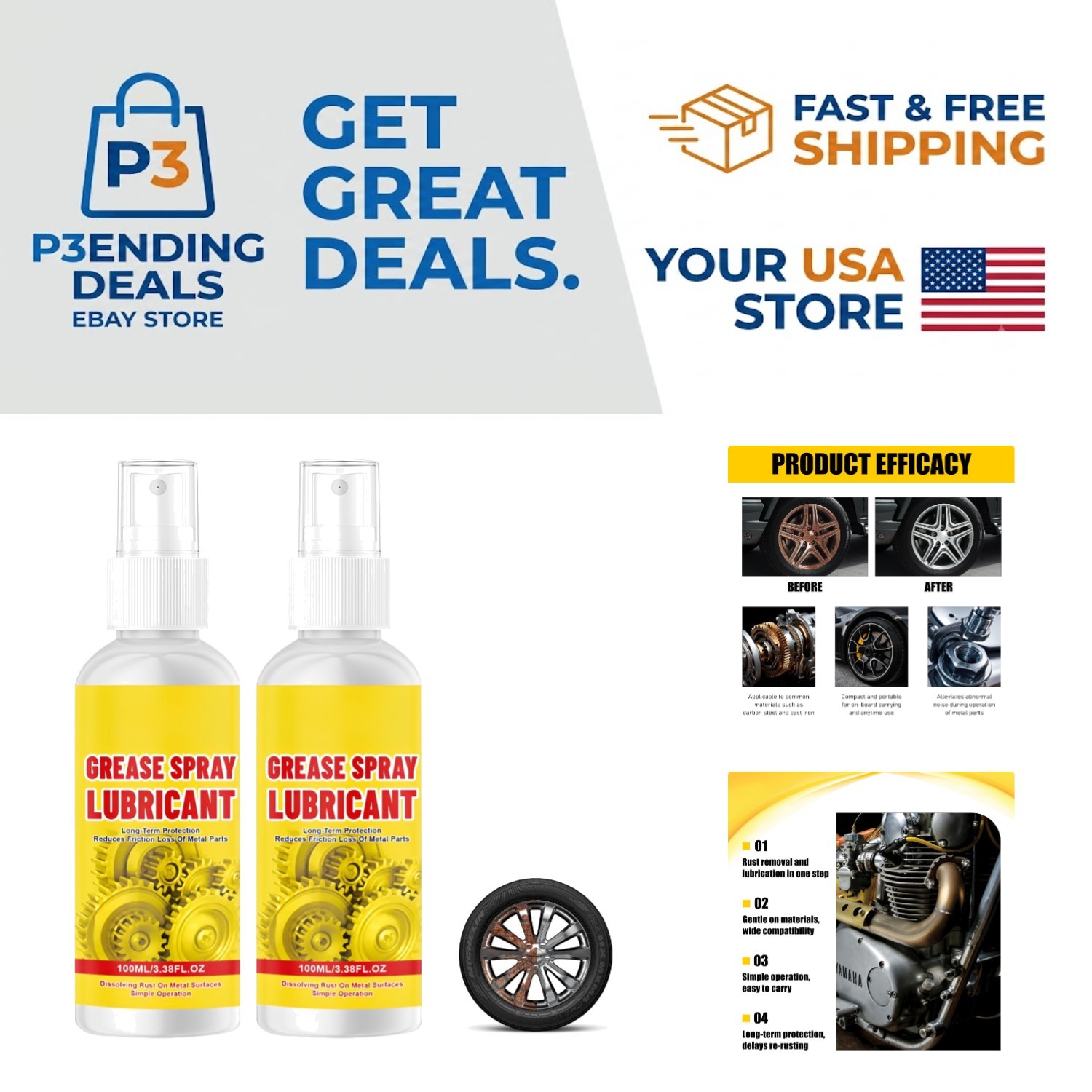 Dual-Action Rust Remover & Lubricant Spray, 2-Pack – 6.76 Fl. Oz Convenience