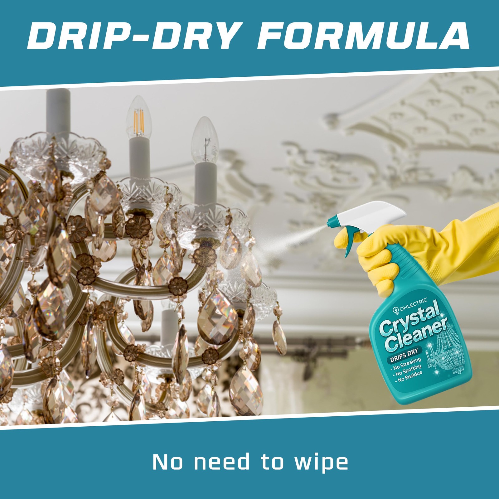 Crystal Chandelier Cleaner Spray Kit & Plastic Drop Cloth for Protection (32 …