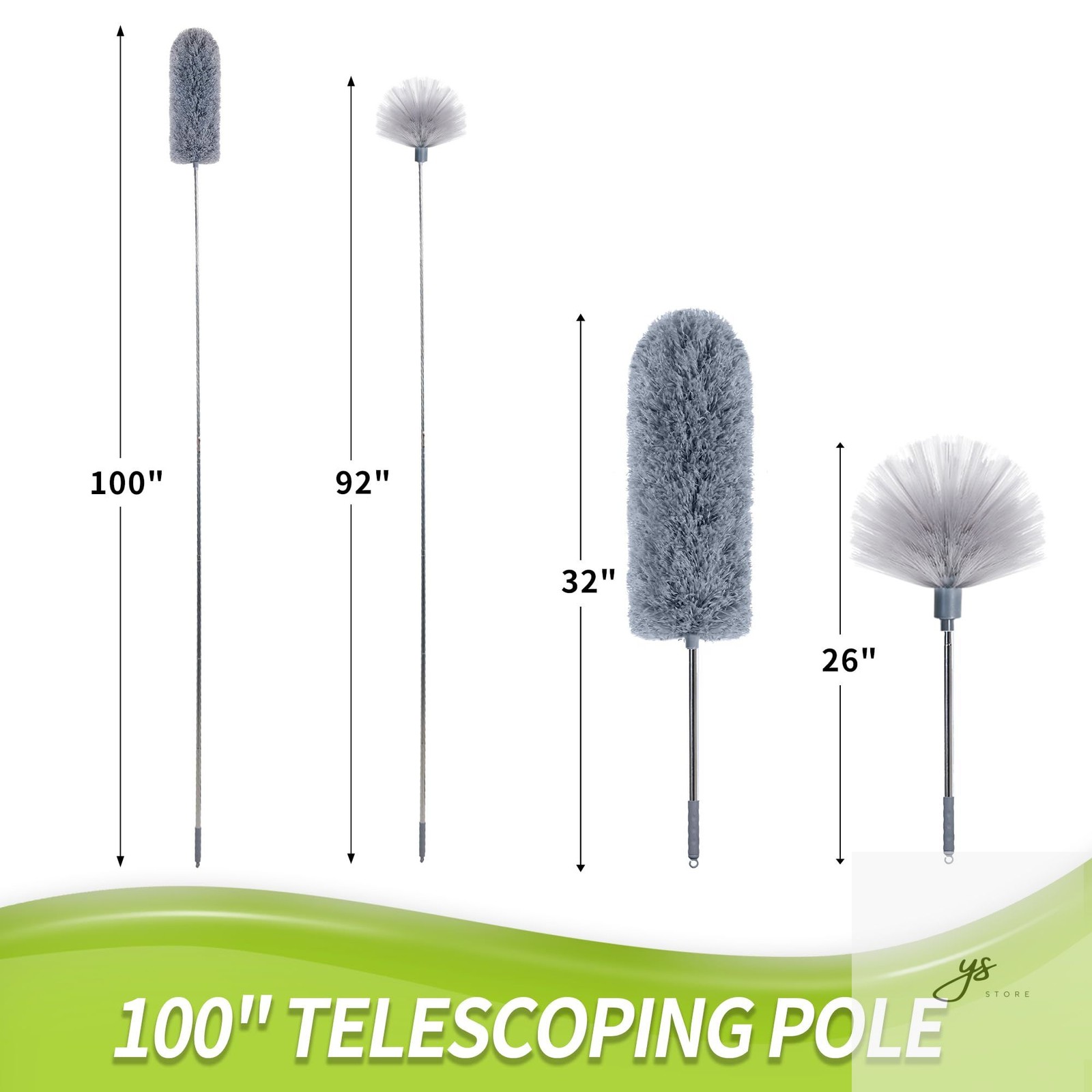 Cobweb Duster with Extension Pole, Spider Web Brush & Ceiling Cleaning Kit, 100″
