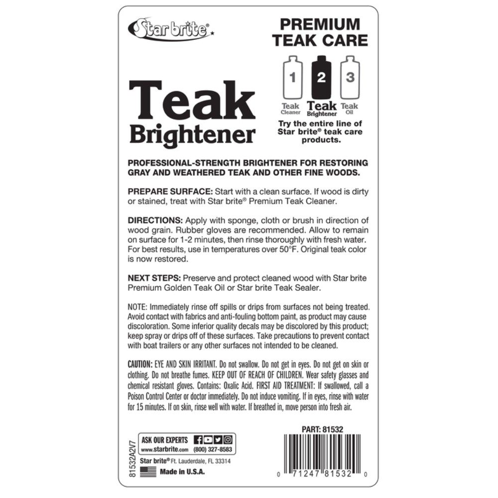 Star Brite 81532 32 oz. Liquid Teak Brightener 2.25 L x 4.5 W in.