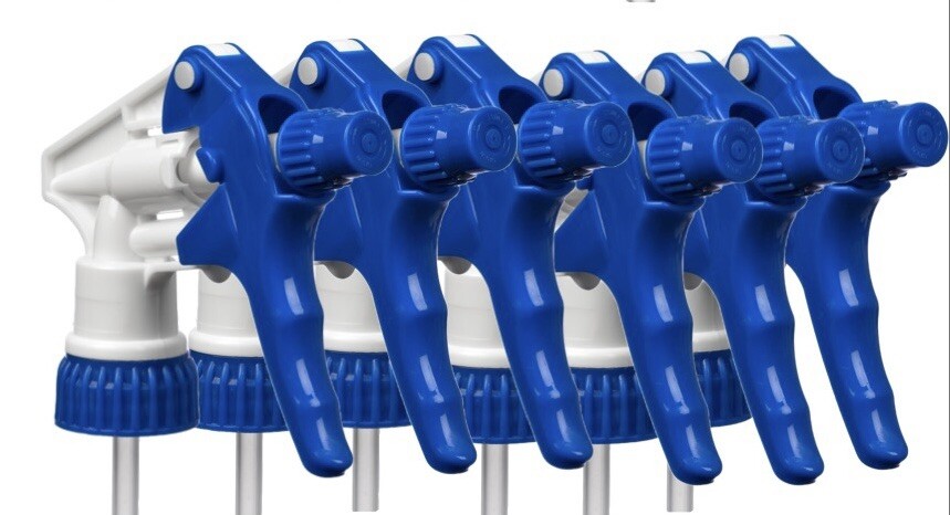 6 Pc Pack Blue/ White Heavy Duty Trigger Sprayer, 9- 1/4” Dip Tube 28-400